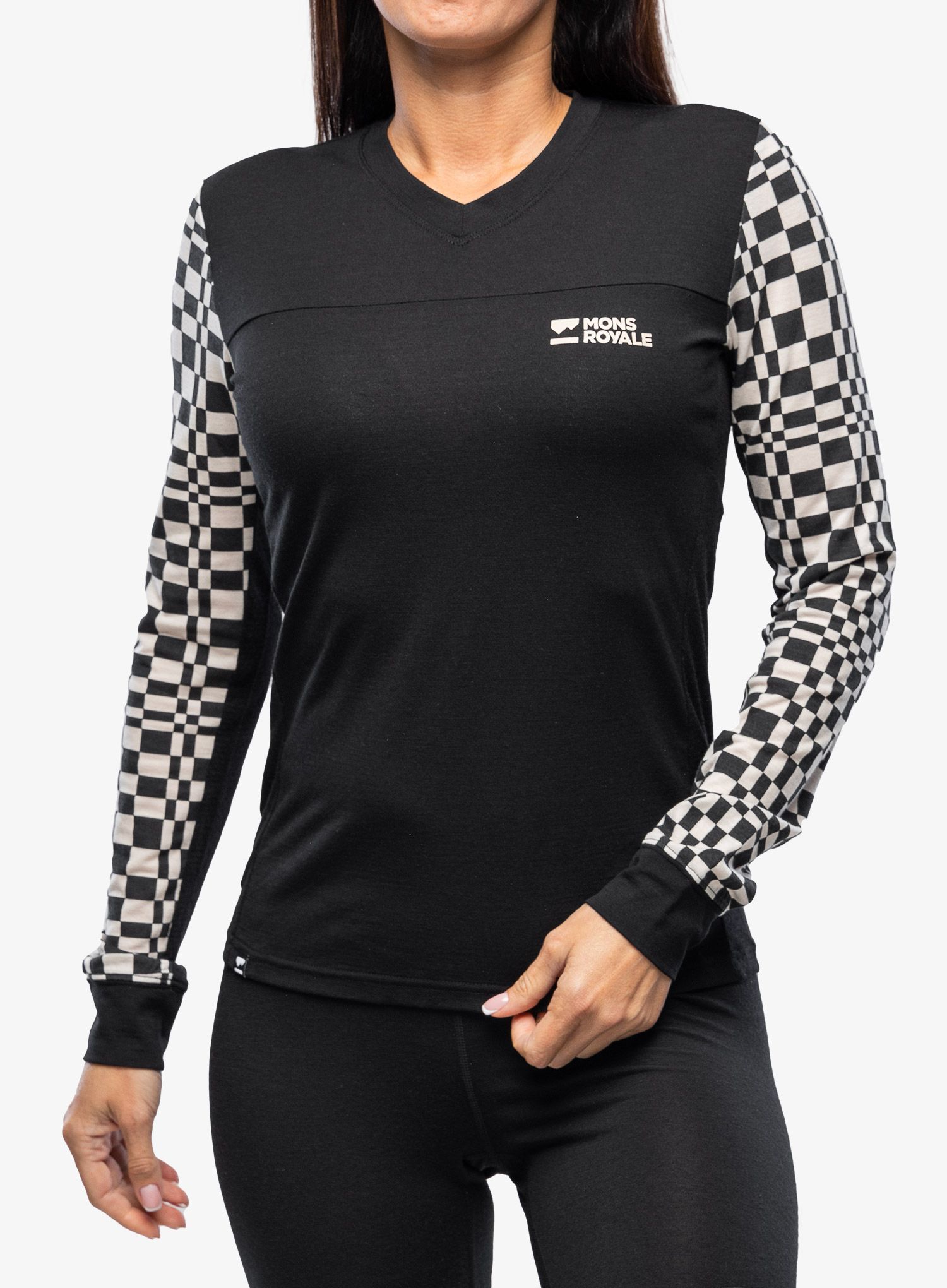 Жіноча велокофта Mons Royale Redwood Enduro VLS - checkers/black