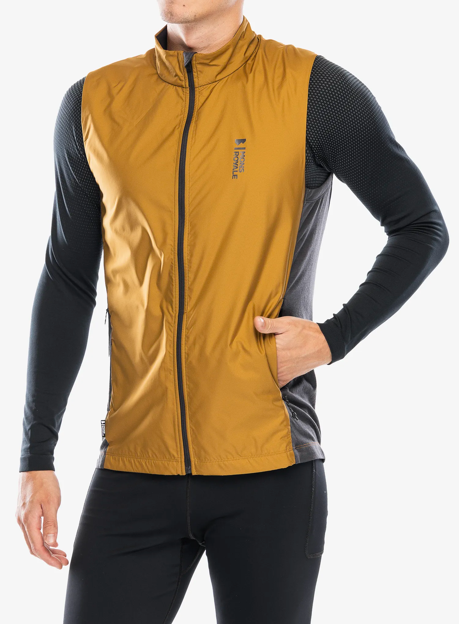 Bеложилет Mons Royale Redwood Wind Vest - shale/cumin