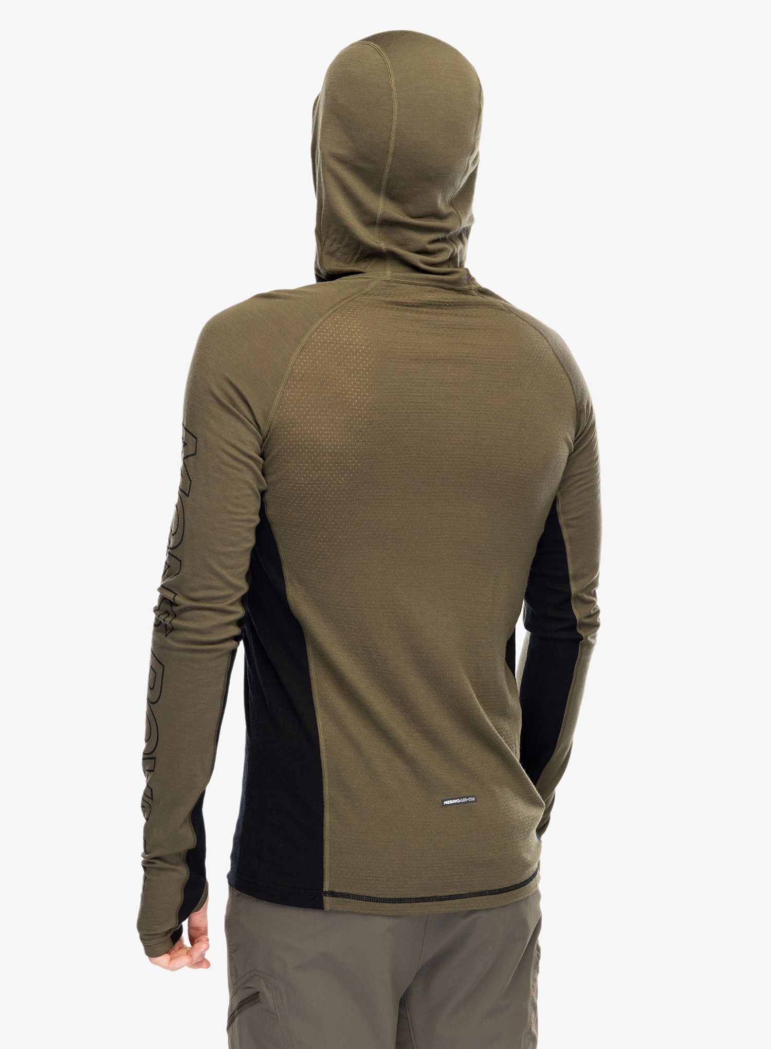 Термокофта Mons Royale Temple Tech Hood - dark olive/black