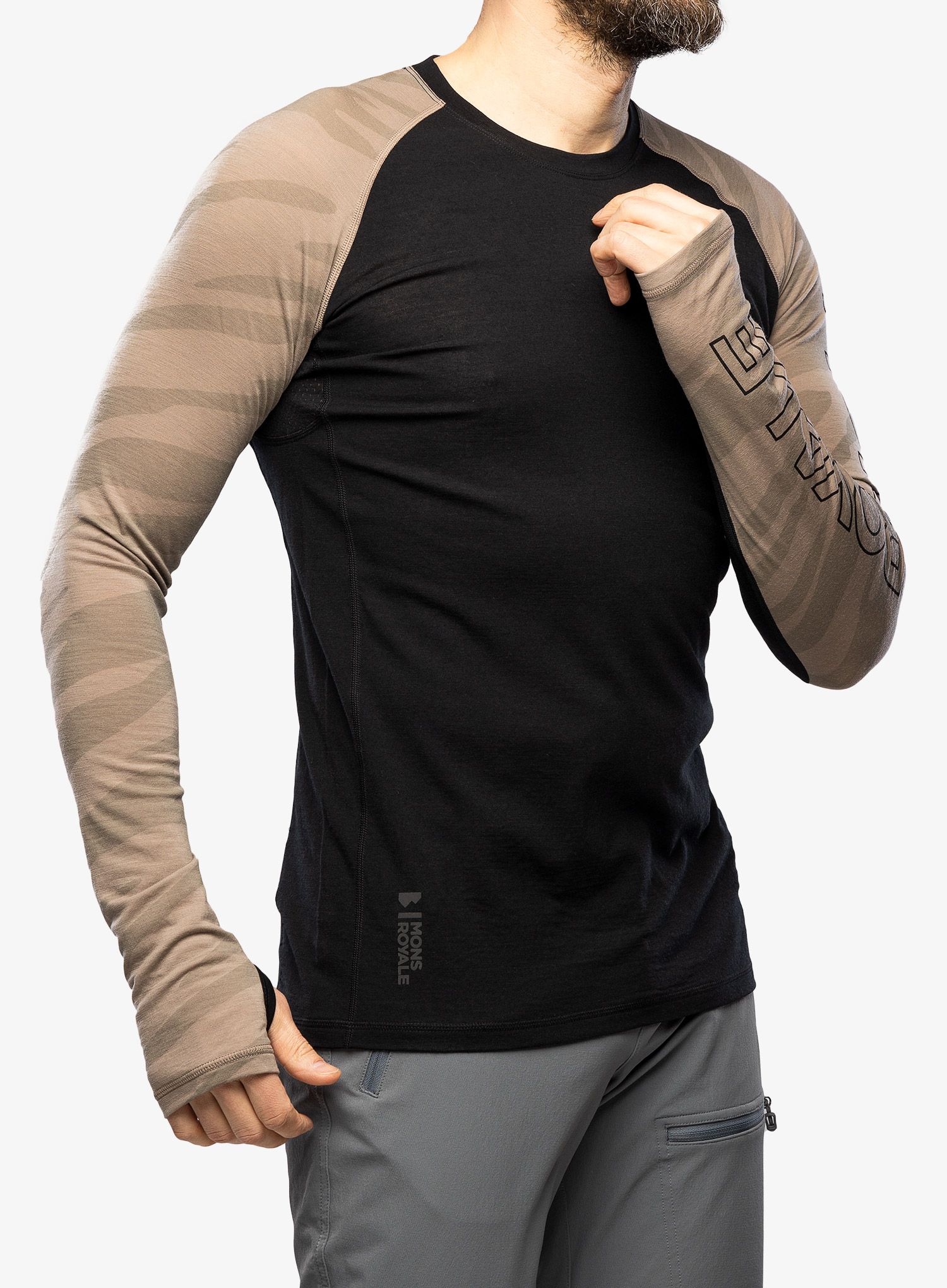 Термокофта Mons Royale Temple Tech LS - black/undercover camo