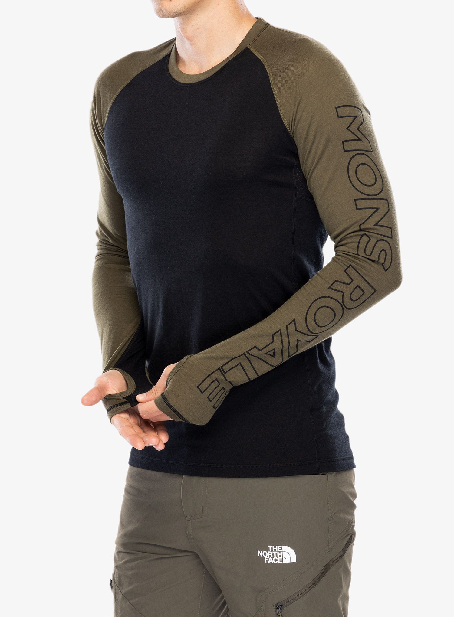 Термокофта Mons Royale Temple Tech LS - dark olive/black