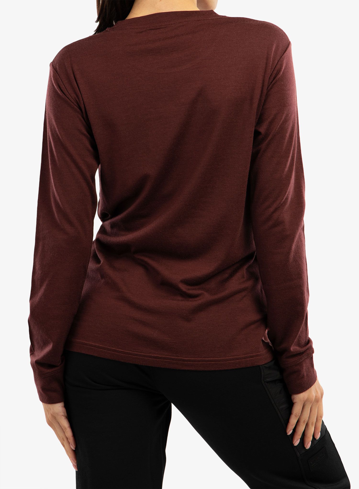 Лонгслів жіночий Mons Royale Yotei BF LS - dark chocolate/terracotta