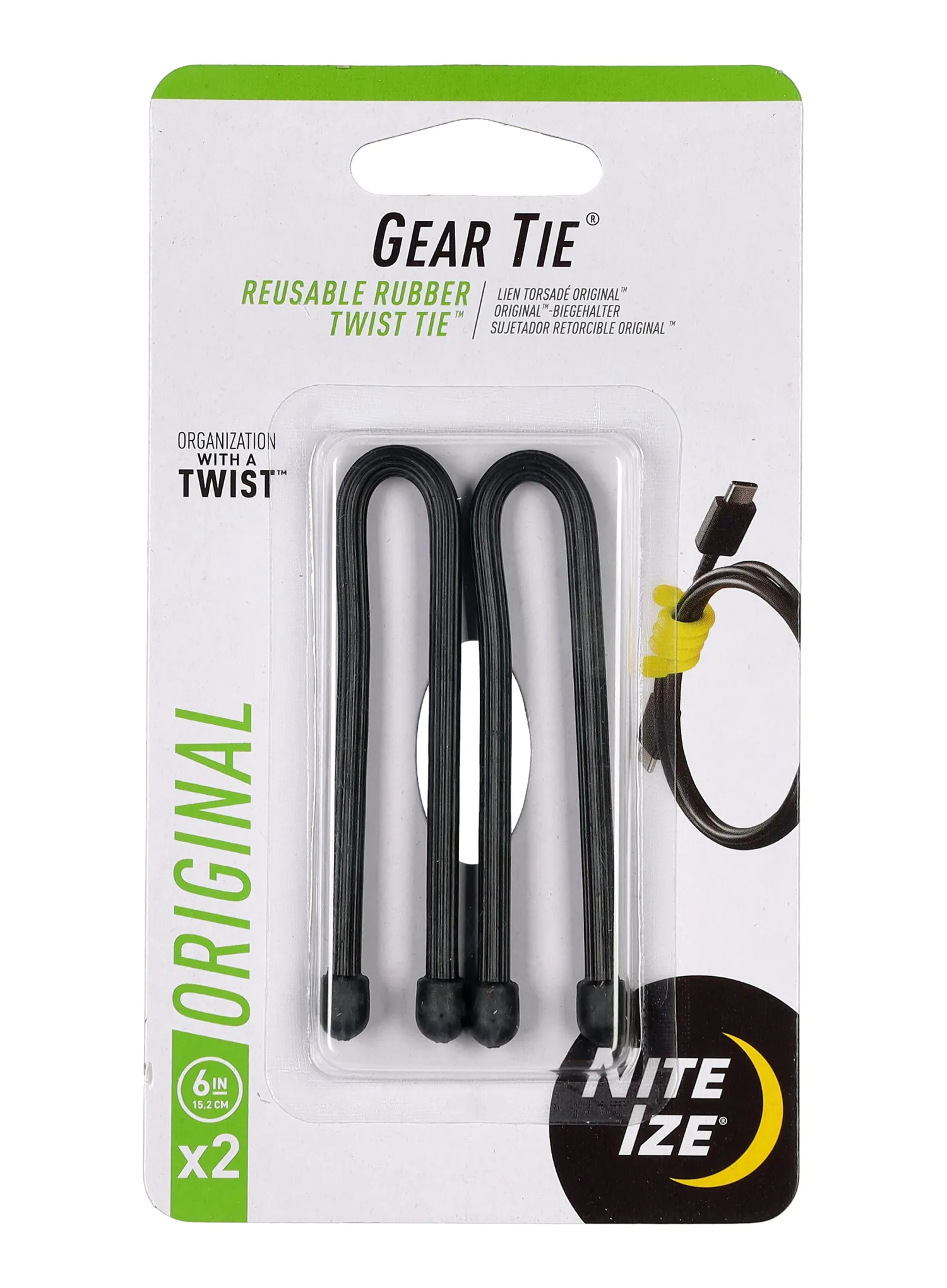 Троки Nite Ize Gear Tie 6 2-pack - black/black