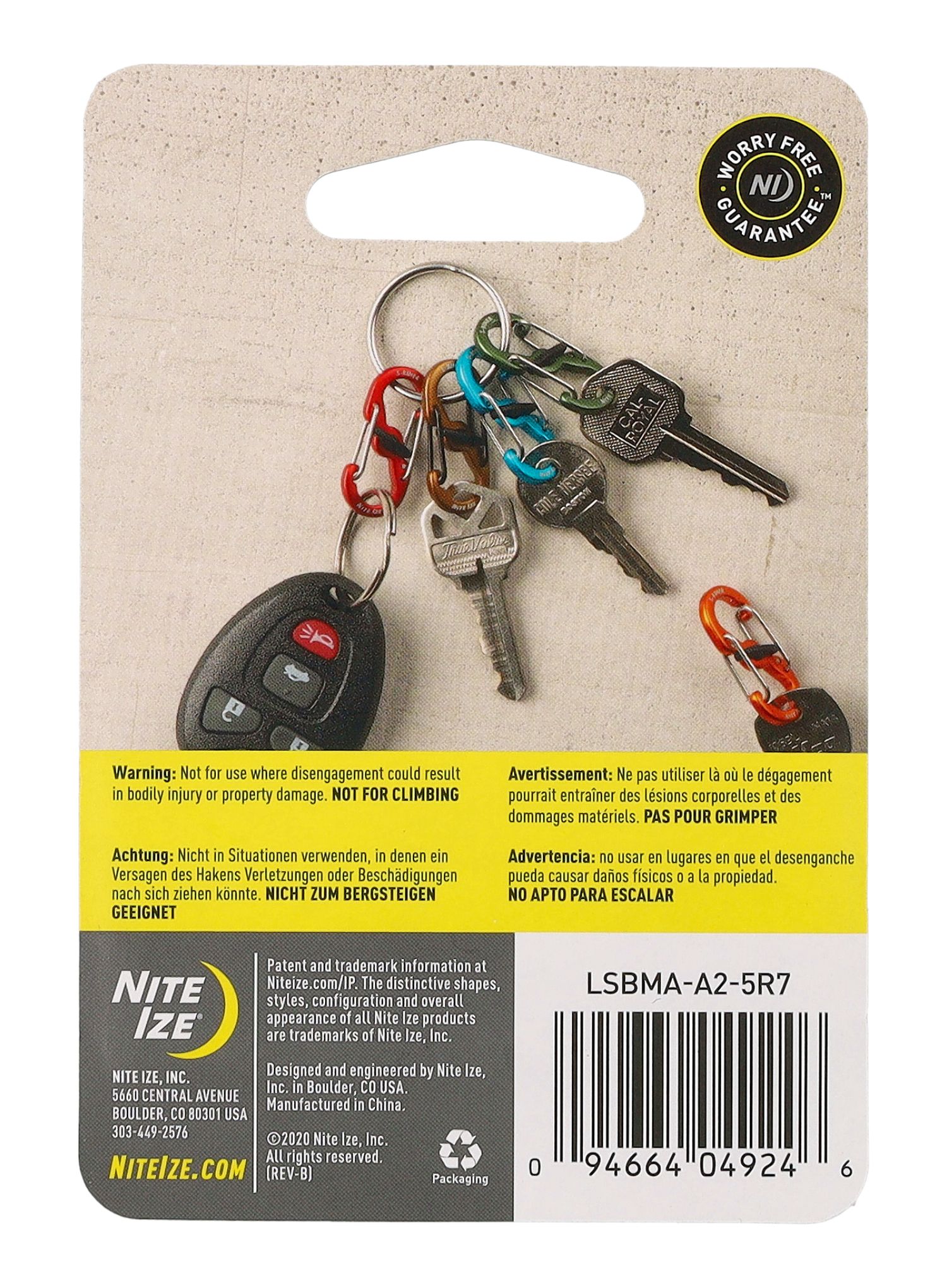 Карабінчик Nite Ize S-Biner MicroLock Aluminum - 5 Pack - assorted