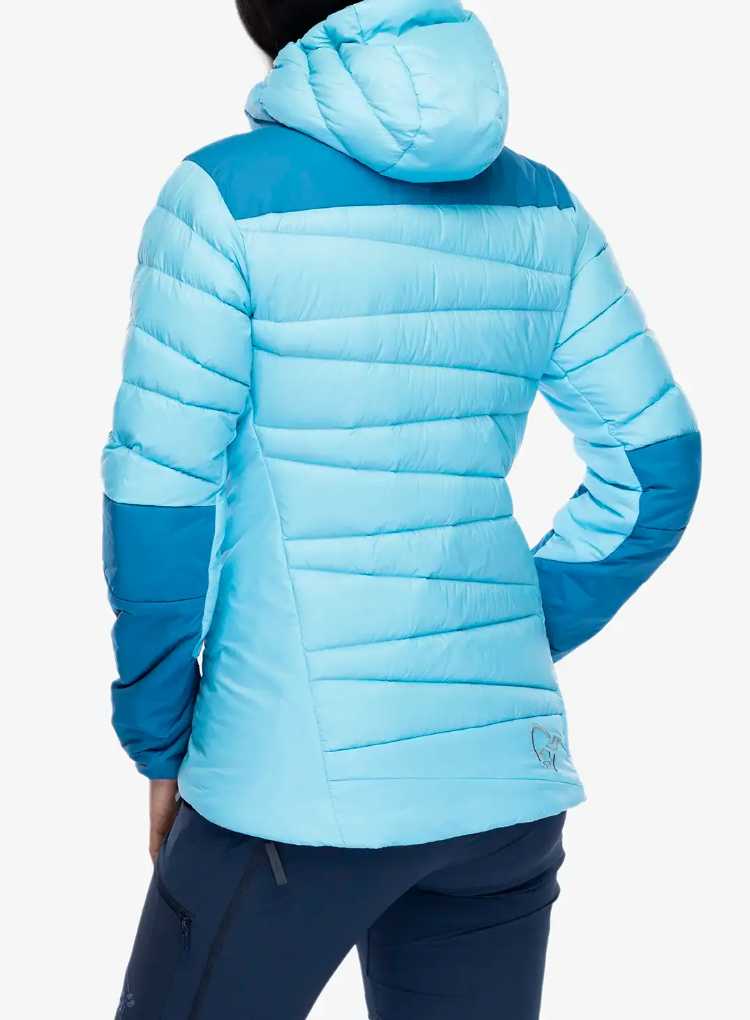 Пуховик жіноча Norrona Falketind Down750 Hood - aquarius/mykonos blue
