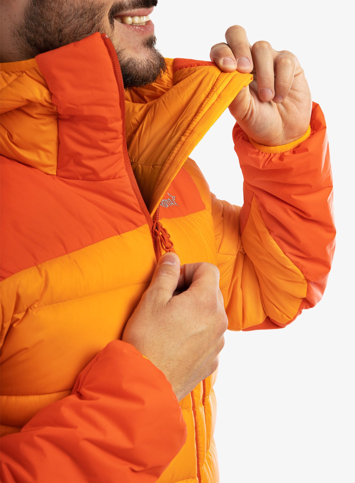 Пуховик Norrona Falketind Down750 Hood - orange popsicle/arednalin