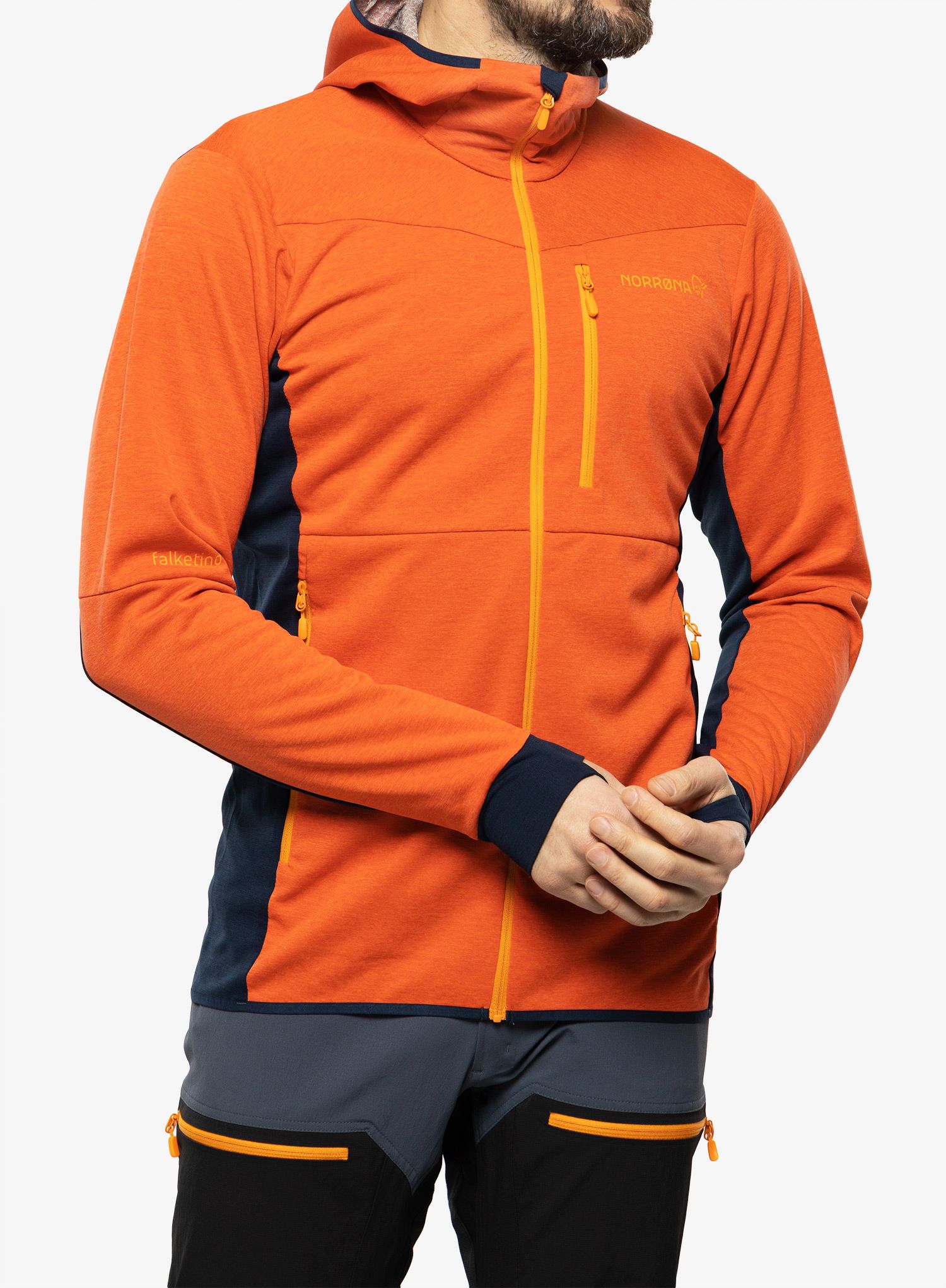 Куртка флісова Norrona Falketind Warm2 Octa Hood - arednalin/indigo night