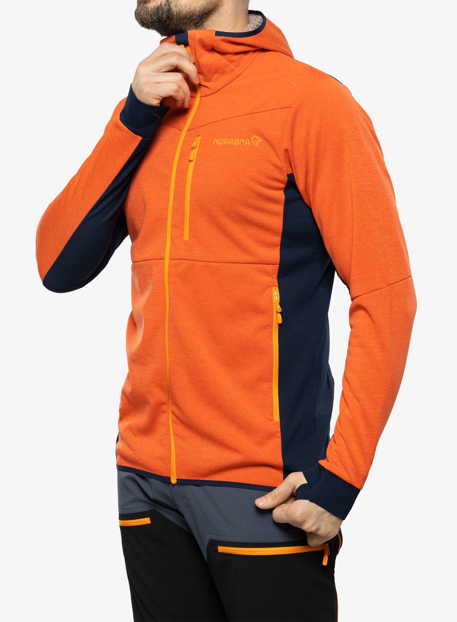 Куртка флісова Norrona Falketind Warm2 Octa Hood - arednalin/indigo night