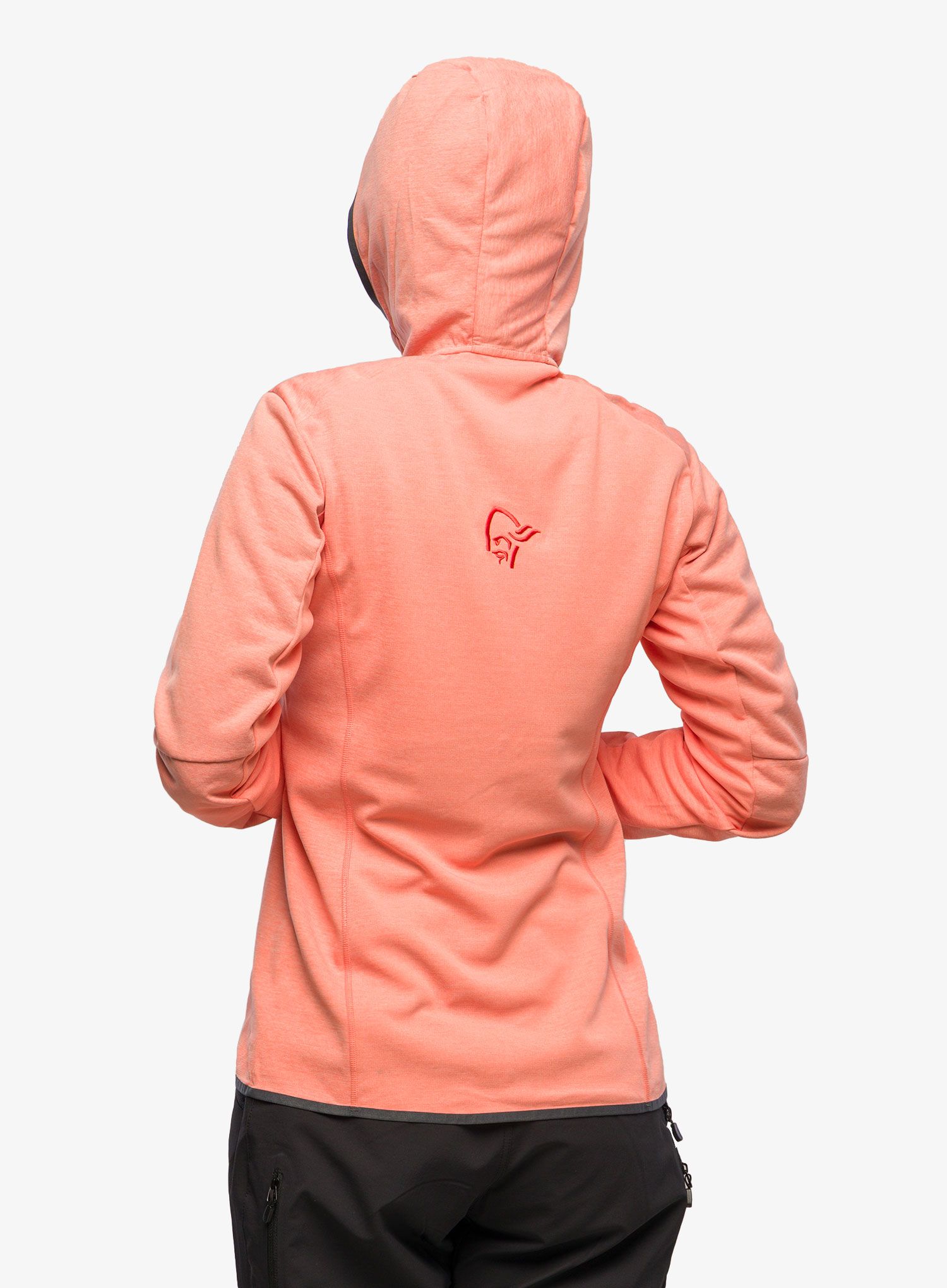 Фліска жіноча Norrona Falketind Warm2 Octa Hood - orange alert/peach amber