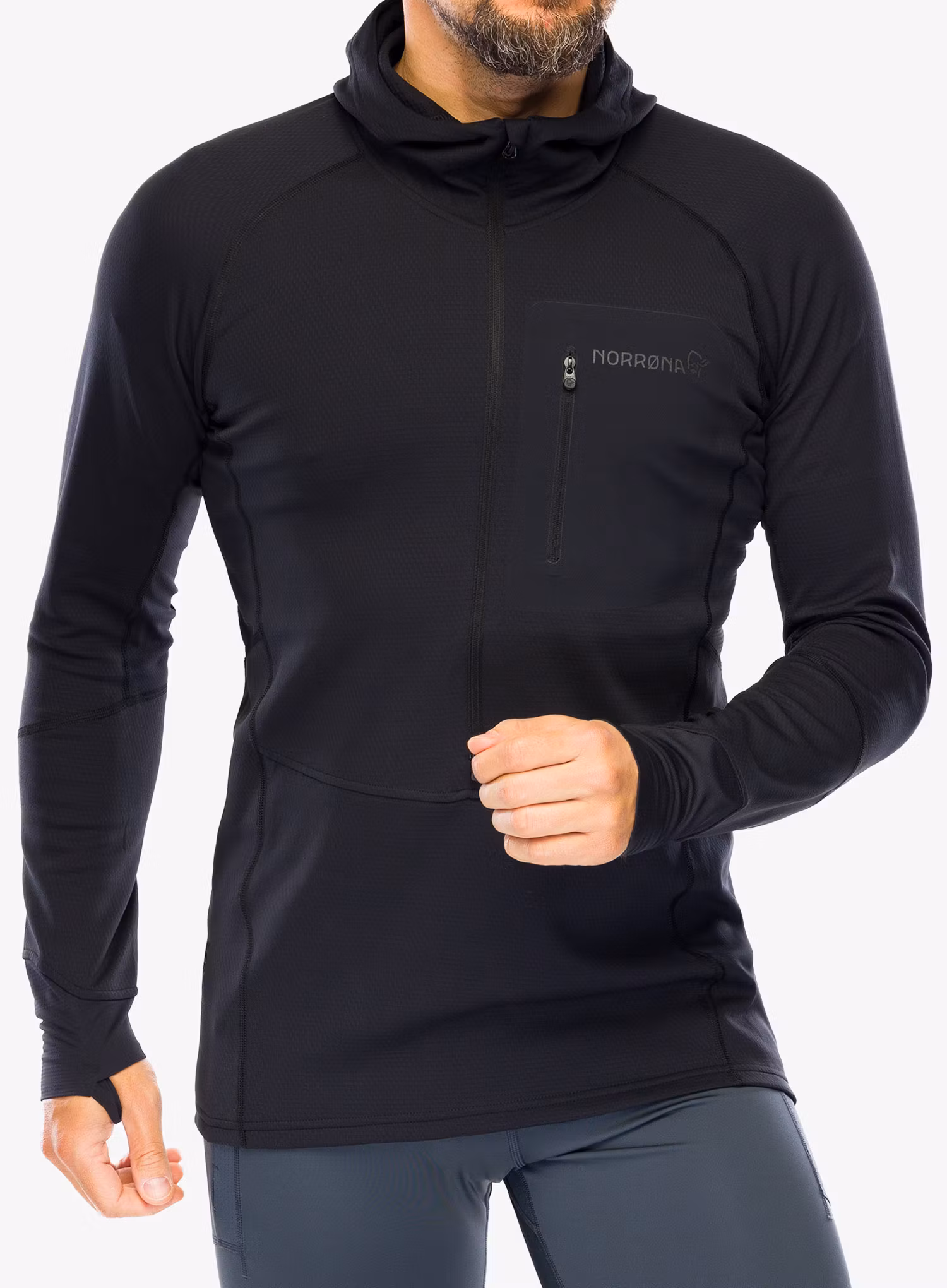 Кофта для бігу Norrona Senja Warm1 Hood - caviar