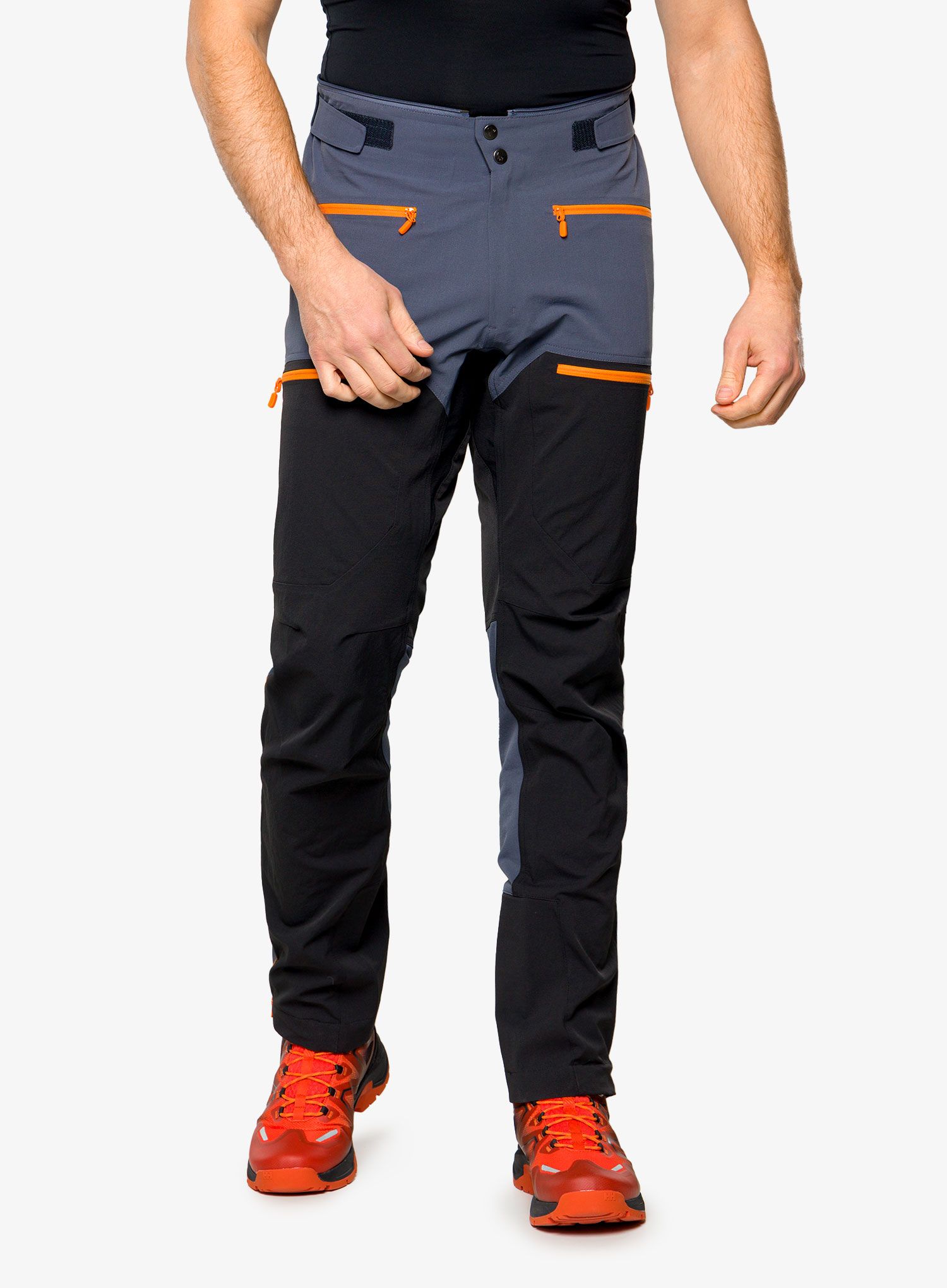 Штани softshell Norrona Trollveggen Flex1 Pants - cool black/orange popsicle