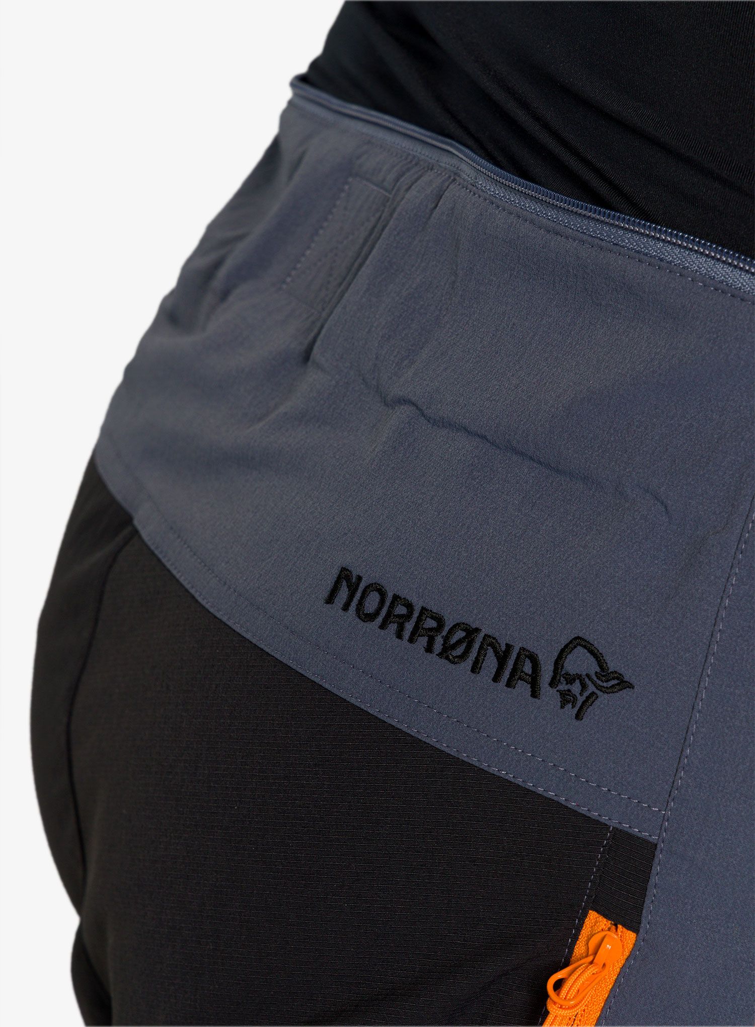 Штани softshell Norrona Trollveggen Flex1 Pants - cool black/orange popsicle