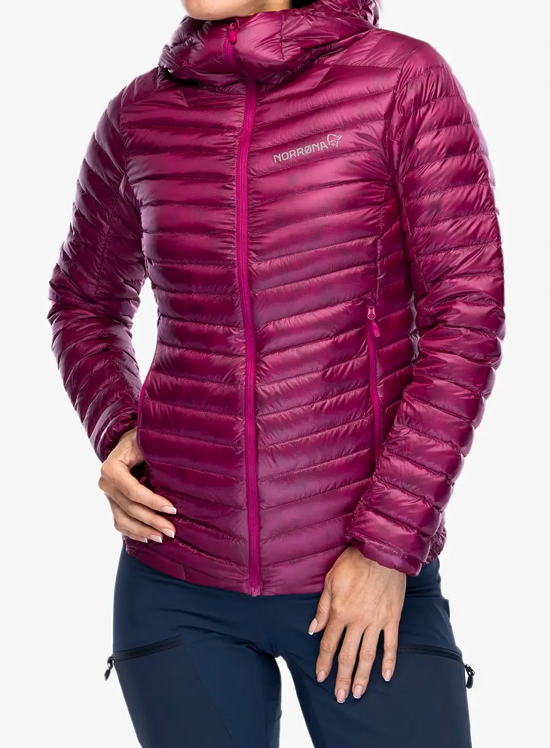 Пуховик жіноча Norrona Trollveggen Superlight Down800 Hood - festival fuchsia