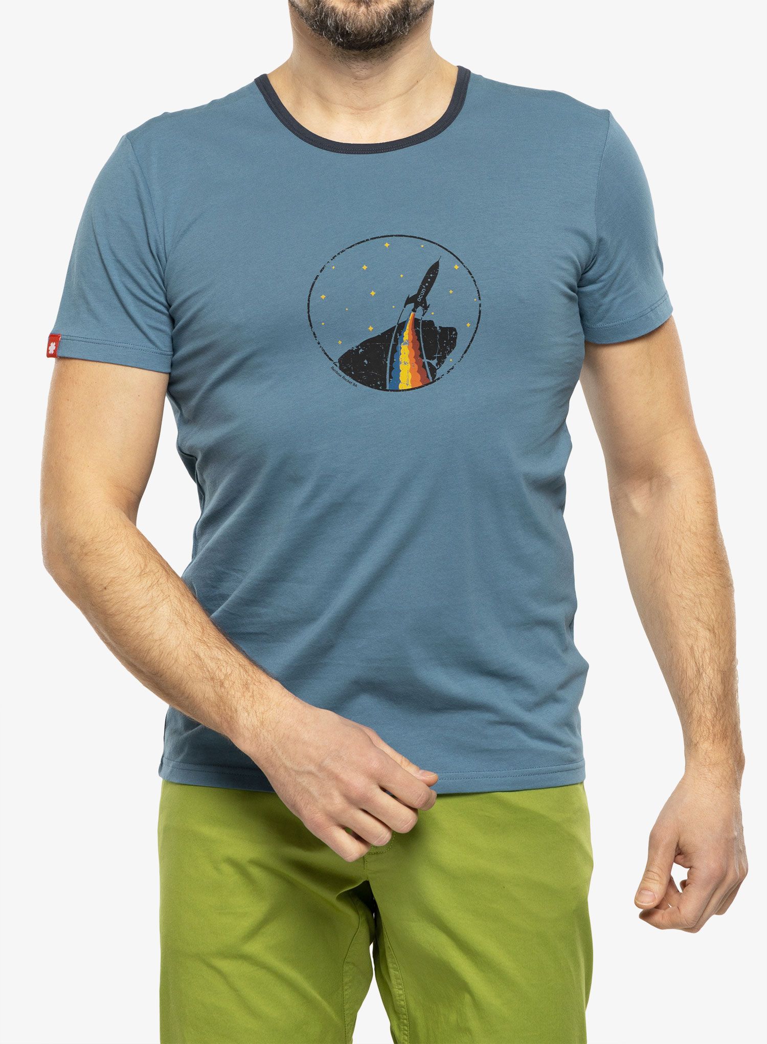 Футболка бавовняна Ocun Classic T Organic Rainbow Rocket - bluestone