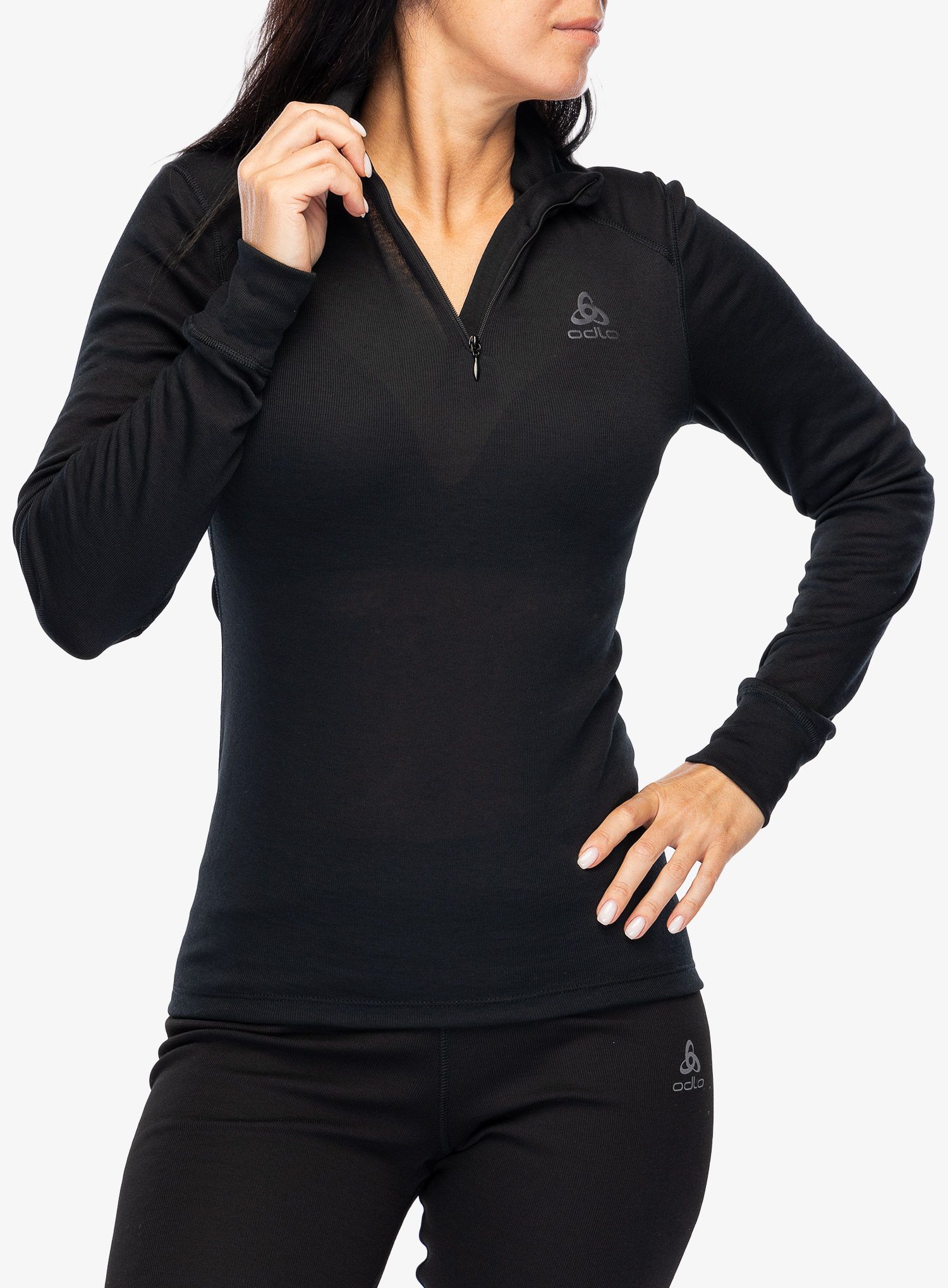 Термокофта жіноча Odlo Active Warm BL Top Turtle Neck LS Half Zip  - black