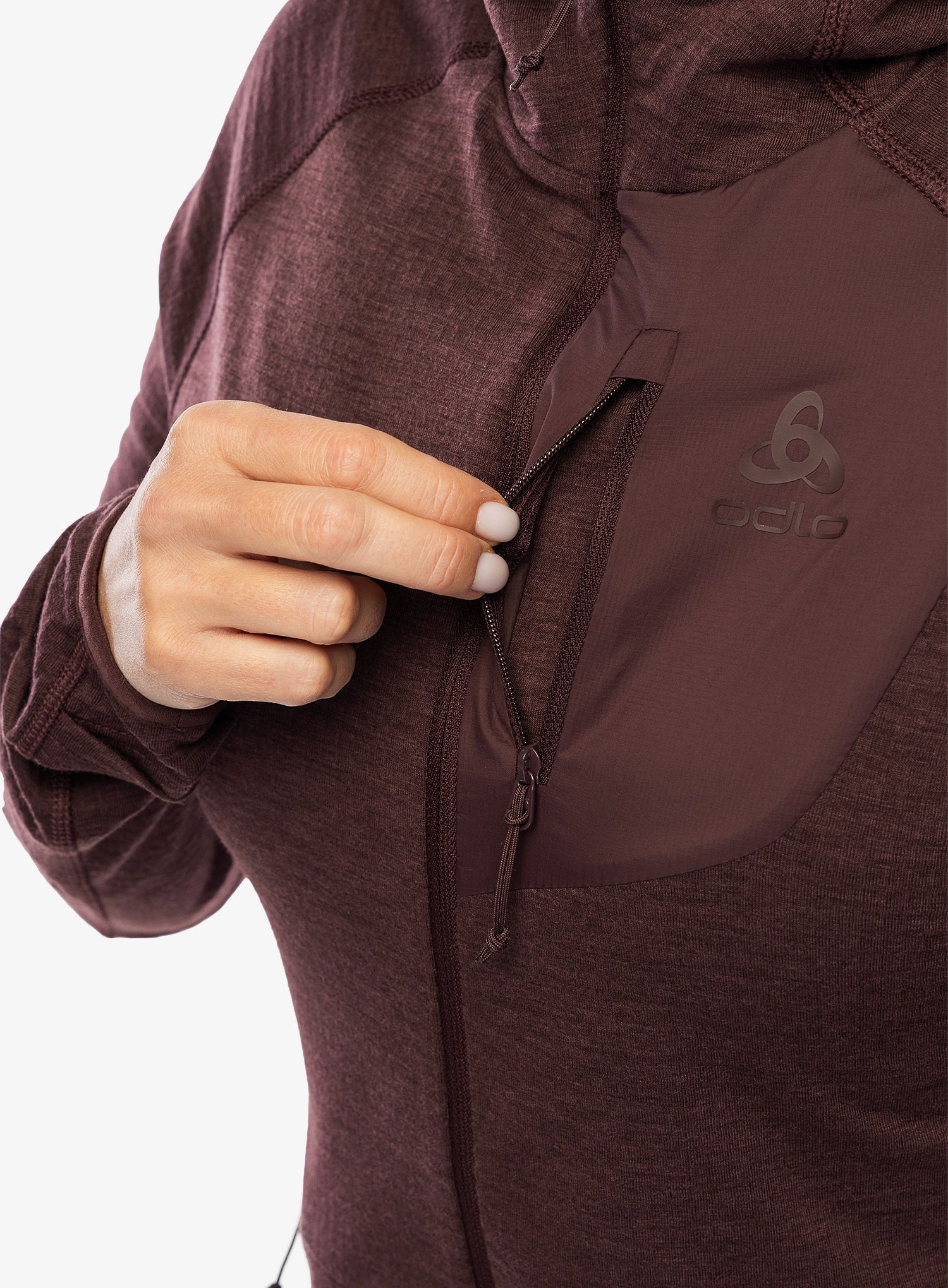Кофта жіноча з каптуром Odlo Ascent Mid Layer Hoody Full Zip - fudge