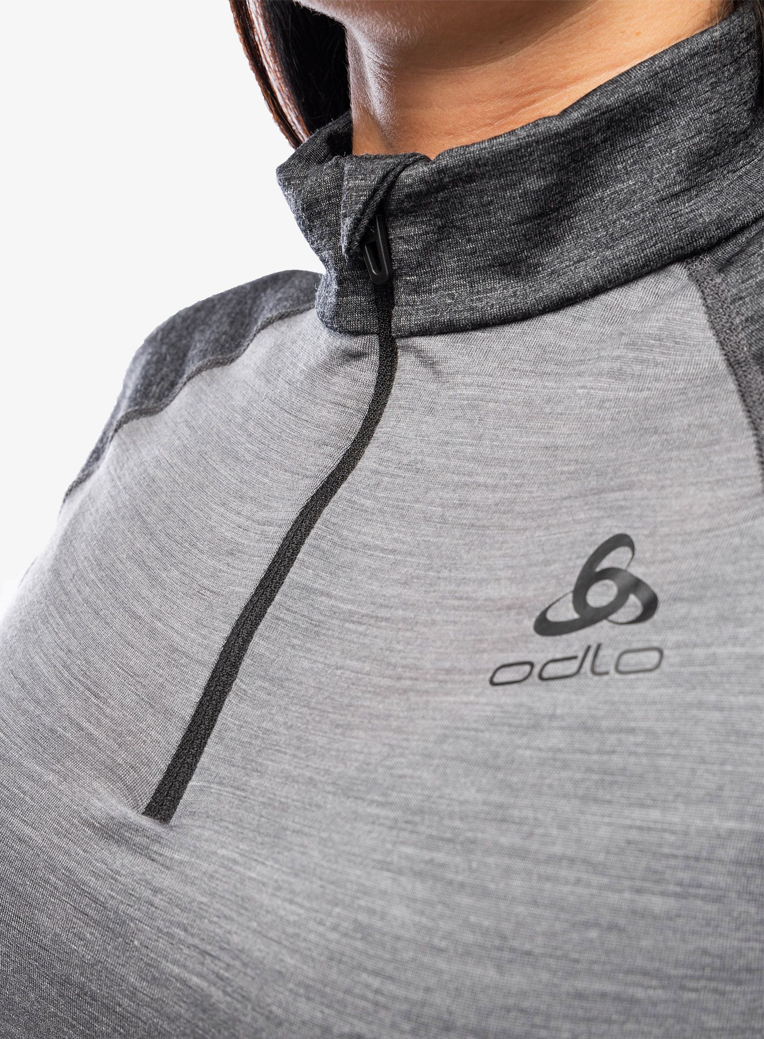 Термокофта жіноча Odlo Natural Performance PW 150 BL Top Turtle Neck LS Half Zip - grey melange