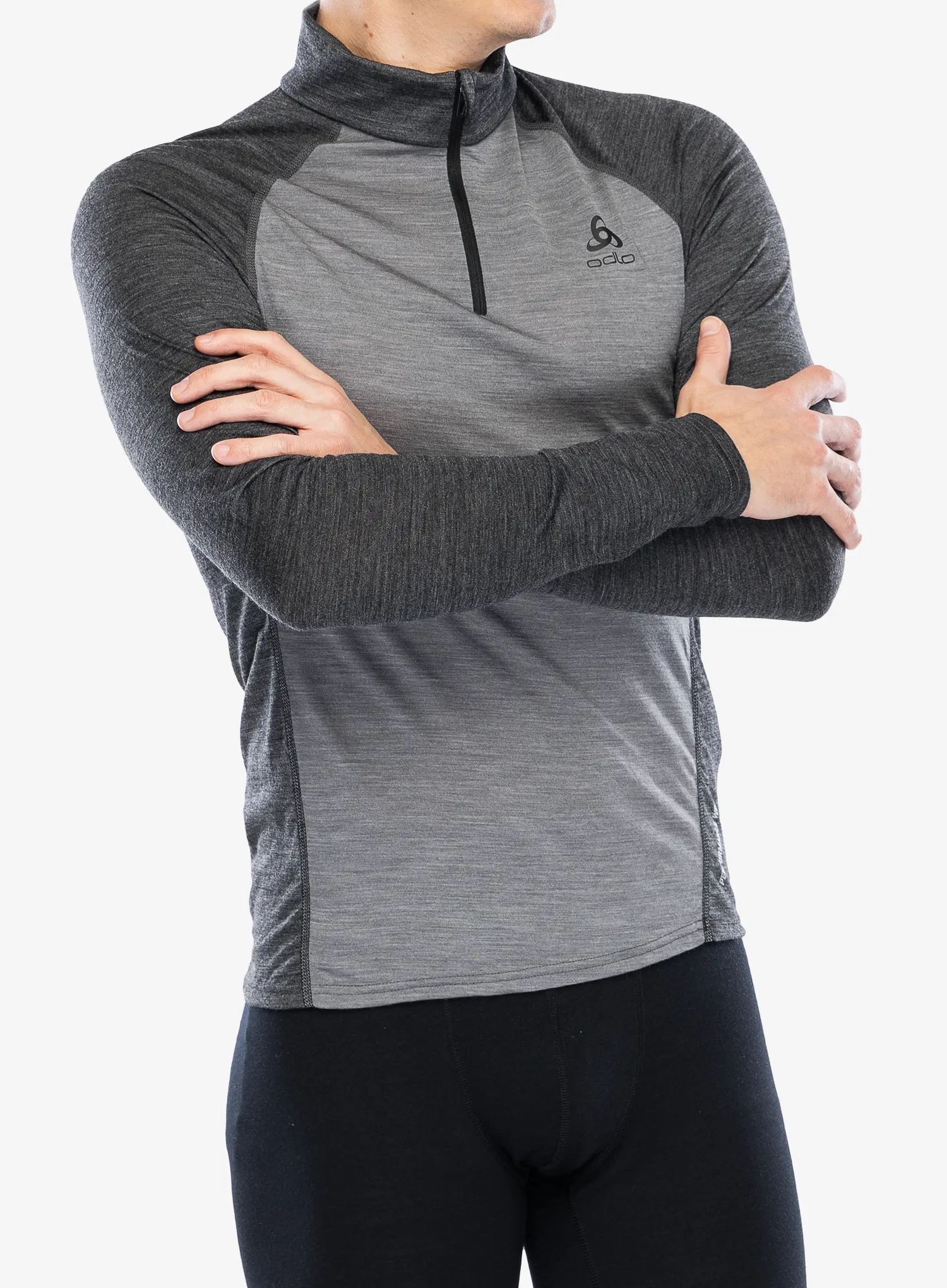 Термокофта Odlo Natural Performance PW 150 BL Top Turtle Neck LS Half Zip - grey melange