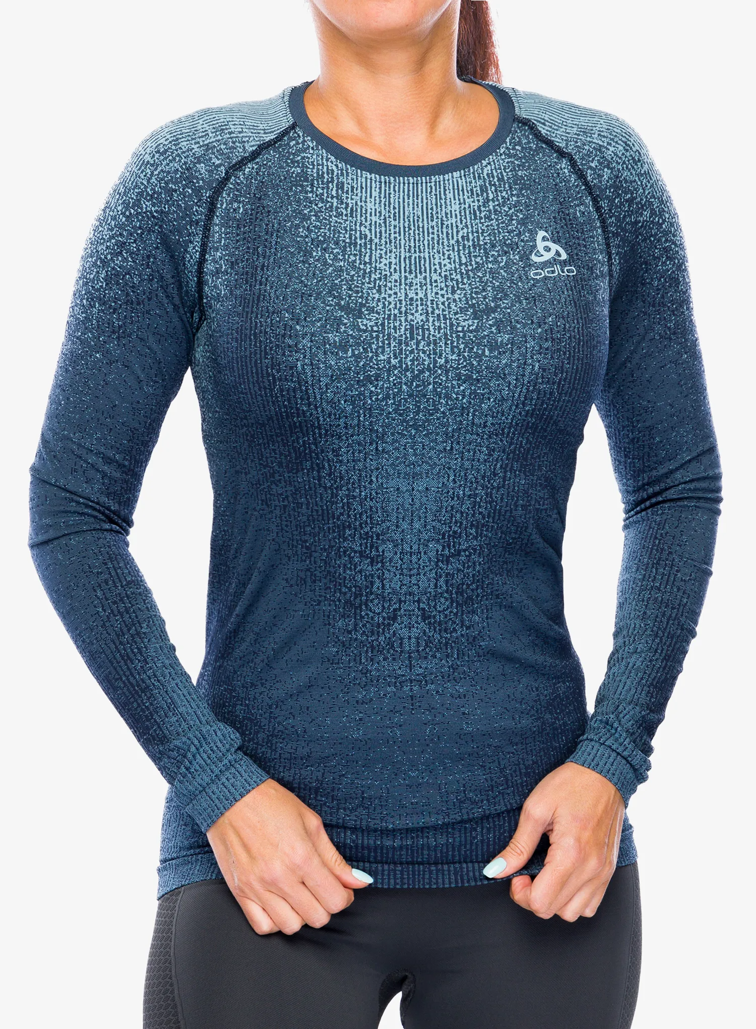 Термокофта жіноча Odlo Performance Warm Blackcomb BL Top Crew Neck LS - provincial blue