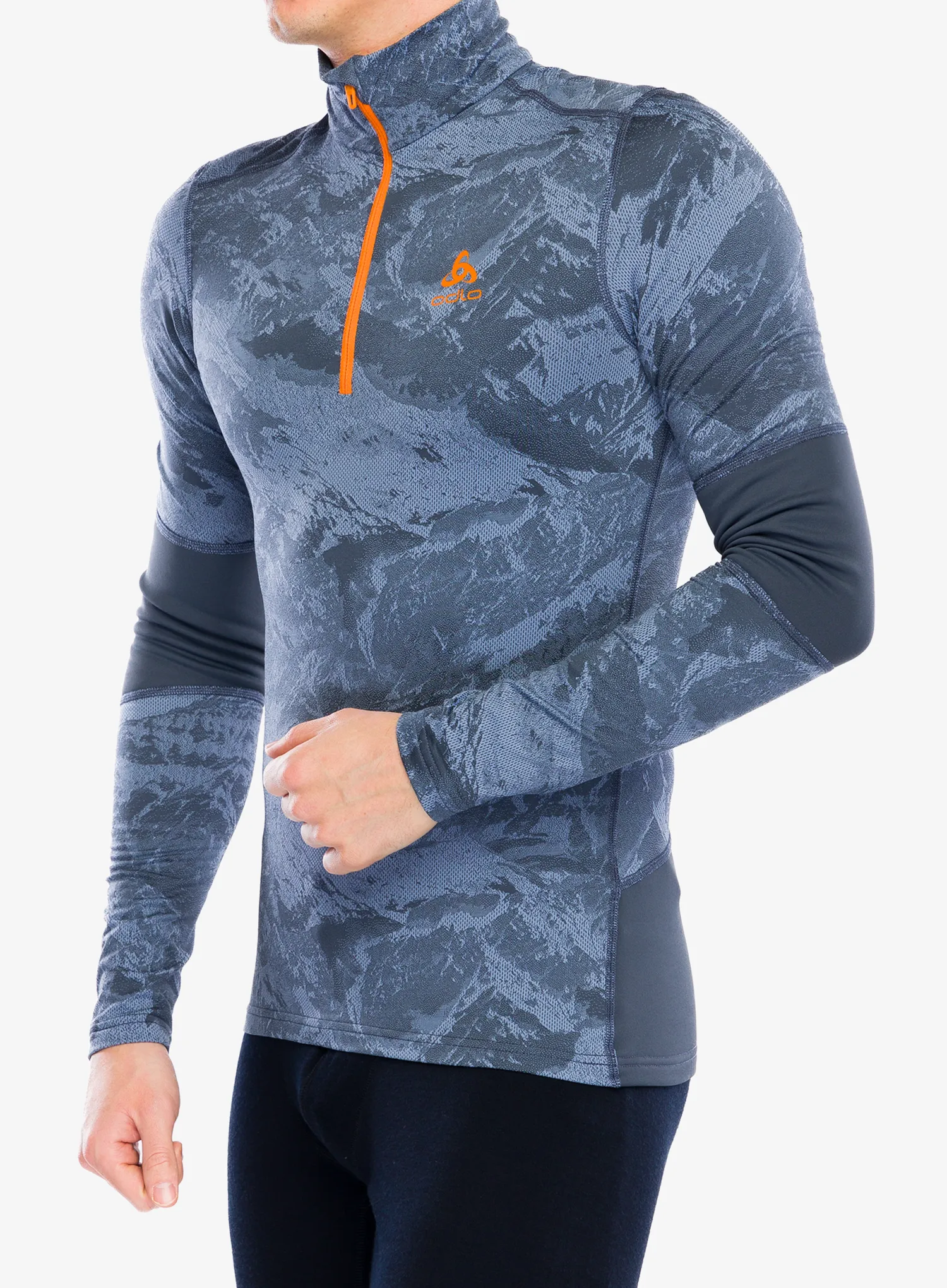 Термокофта Odlo Whistler Eco BL Top Turtle Neck LS Half Zip - folkstone gray/india ink