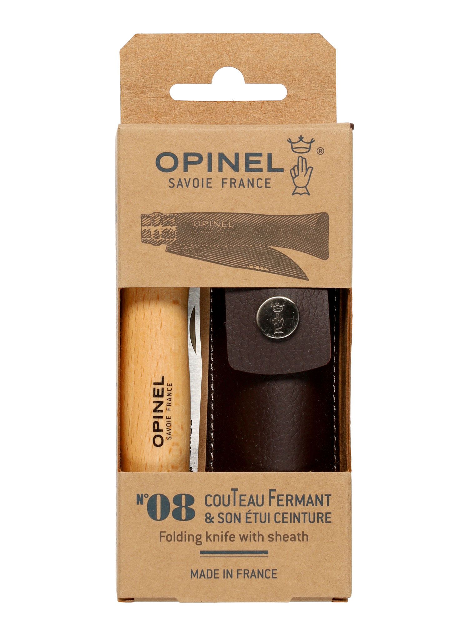 Ніж туристичний Opinel No.08 Inox Natural + etui