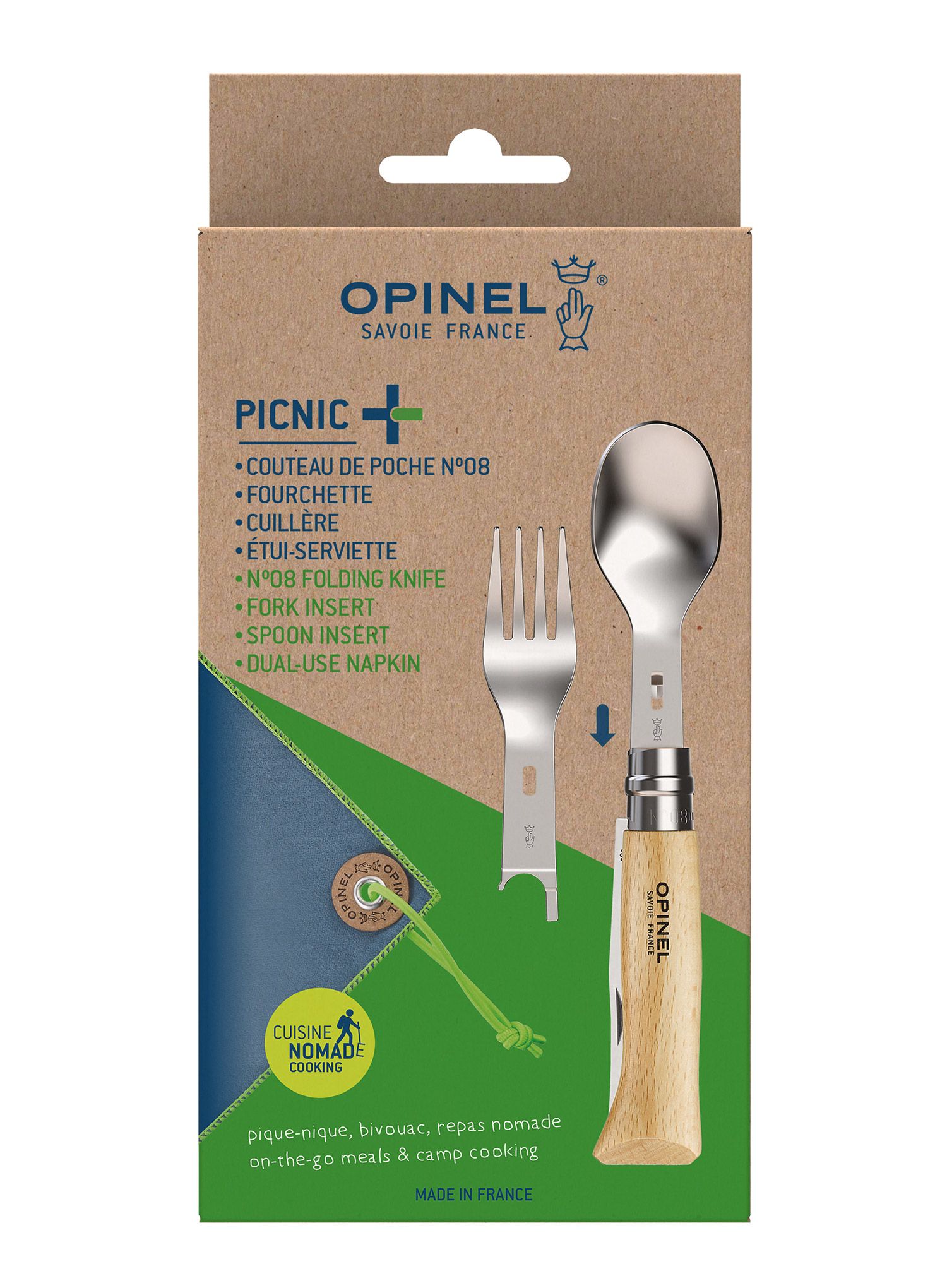 Набір туристичний Opinel Nomad Picnic Plus + N°08 Knife