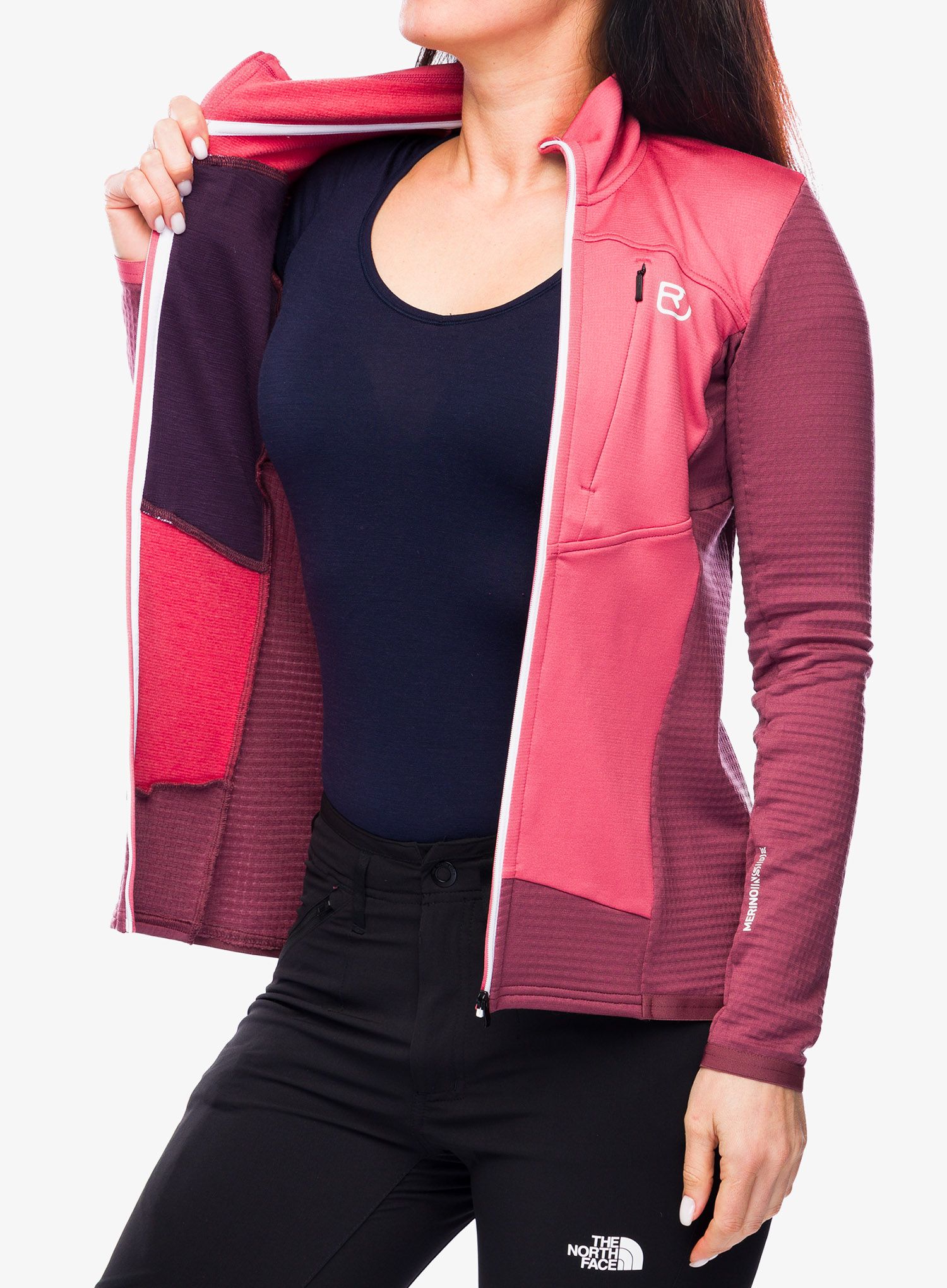Кофта на блискавці жіноча Ortovox Fleece Grid Jacket - mountain rose/rose