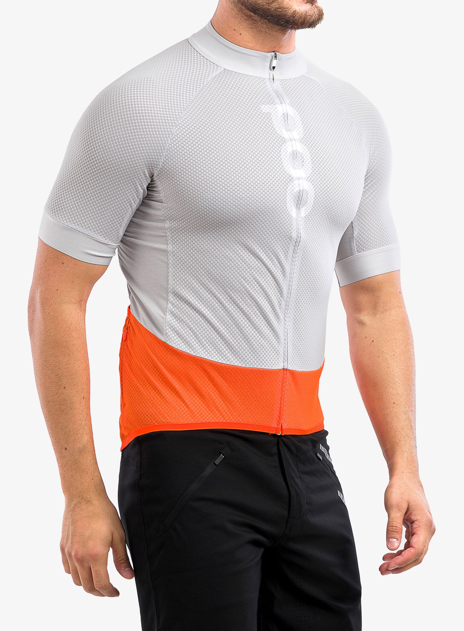 Велофутболка POC Essential Road Logo Jersey - granite grey/zink orange