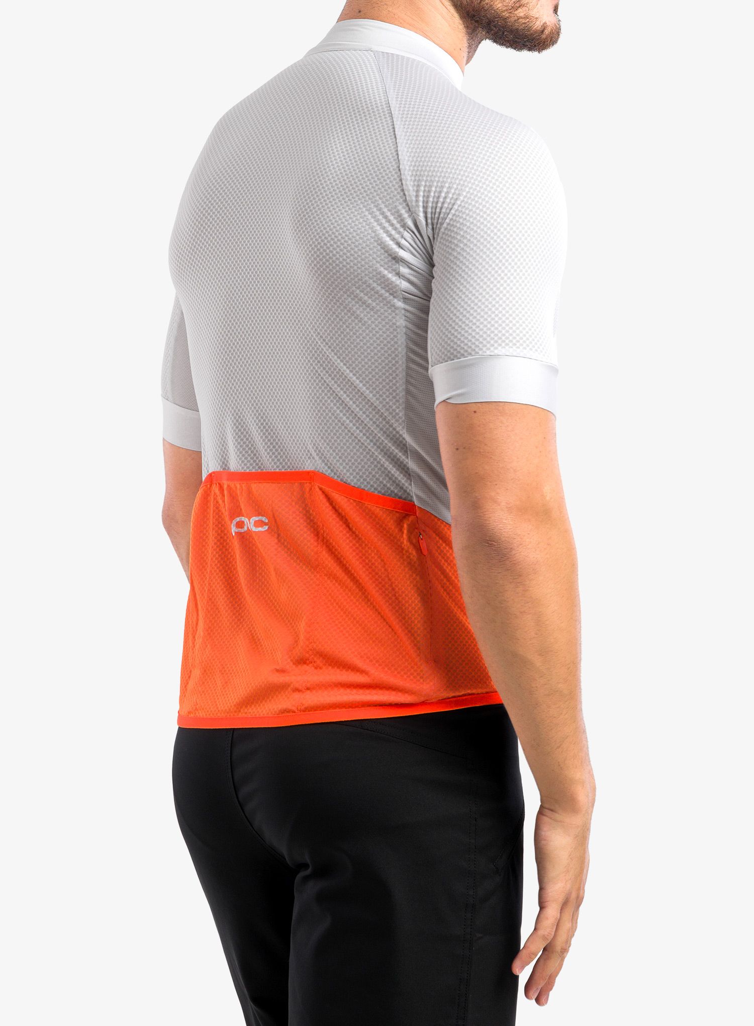 Велофутболка POC Essential Road Logo Jersey - granite grey/zink orange