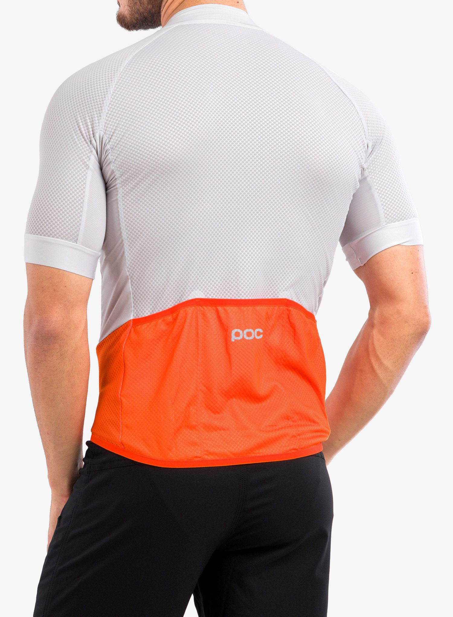 Велофутболка POC Essential Road Logo Jersey - granite grey/zink orange