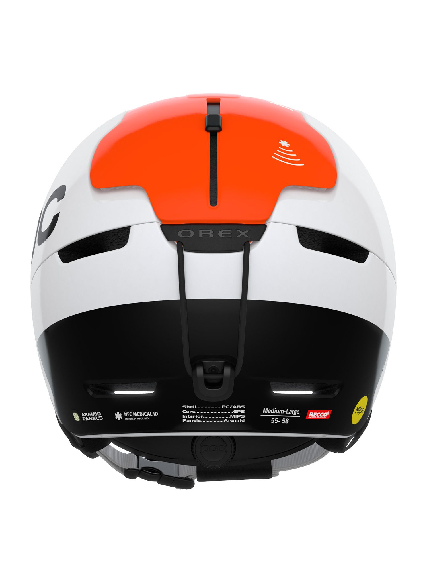 Шолом лижний POC Obex BC MIPS - hydro white/fluorescent orange