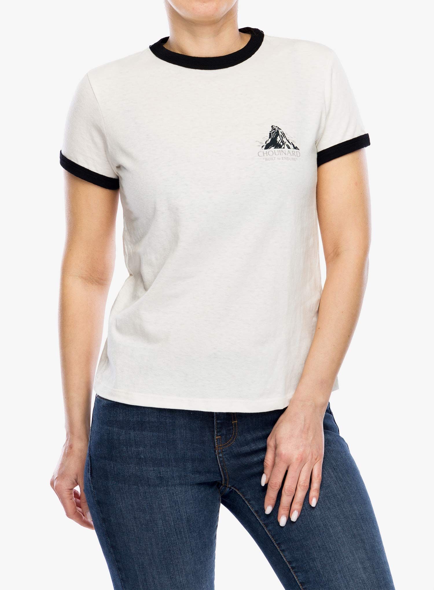 Футболка жіноча Patagonia Chouinard Crest Ringer Responsibili-Tee - birch white