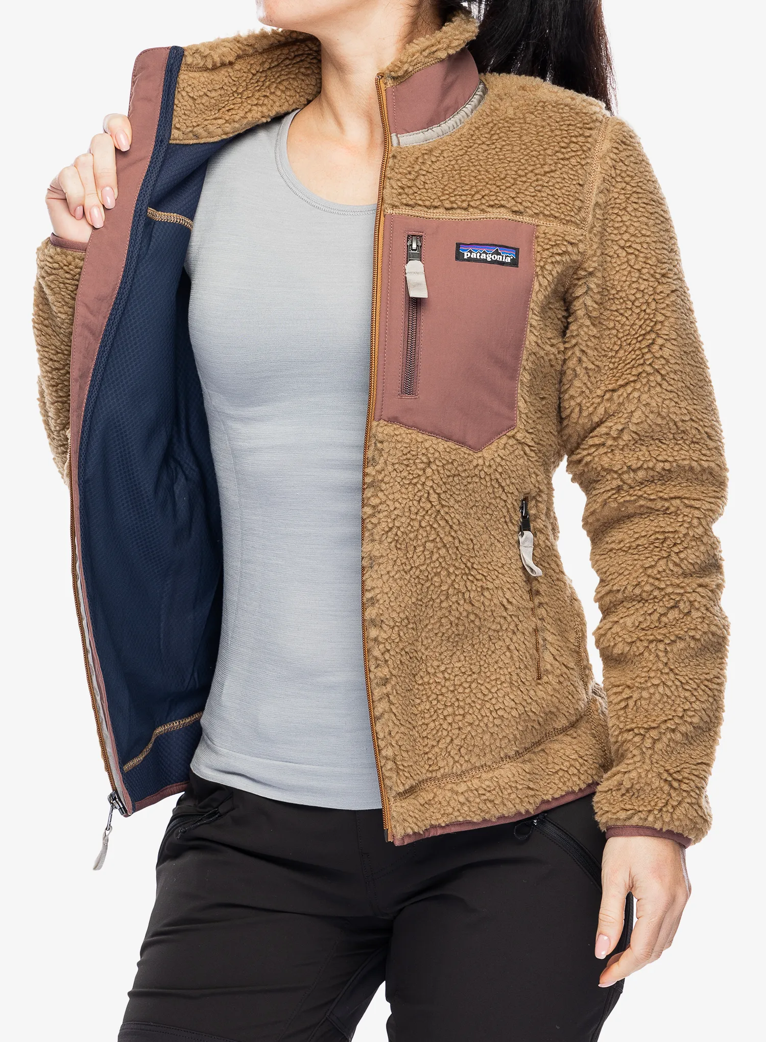 Фліска жіноча Patagonia Classic Retro-X Jacket - nest brown/dulse mauve