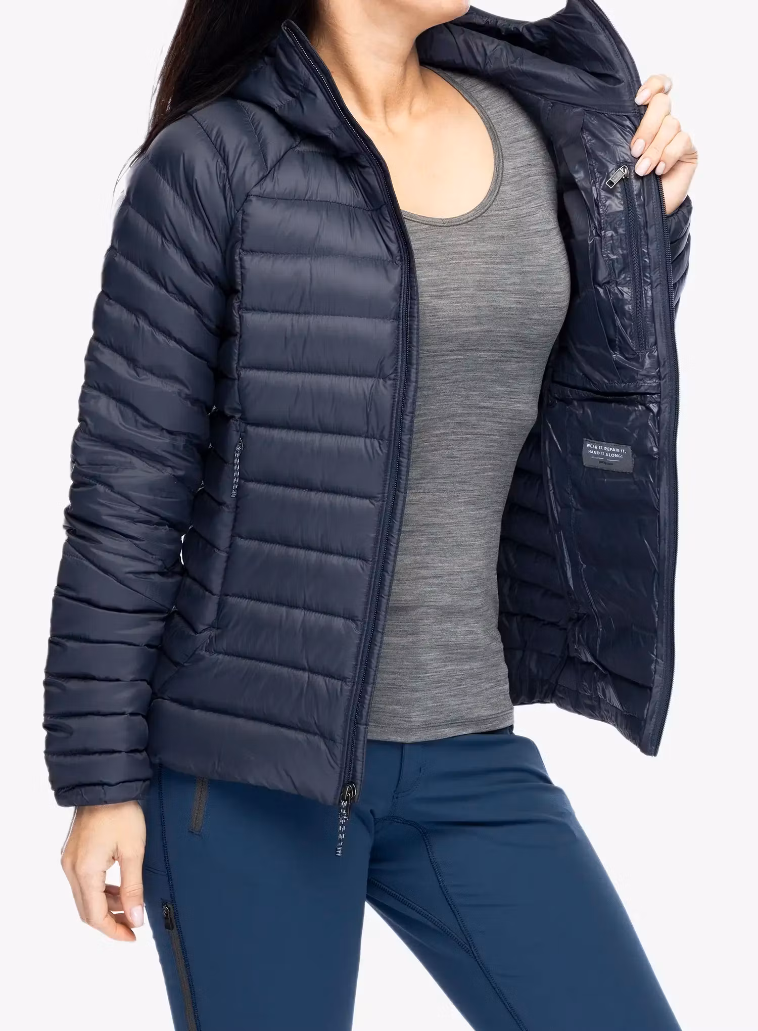 Пуховик жіноча Patagonia Down Sweater Hoody - smolder blue