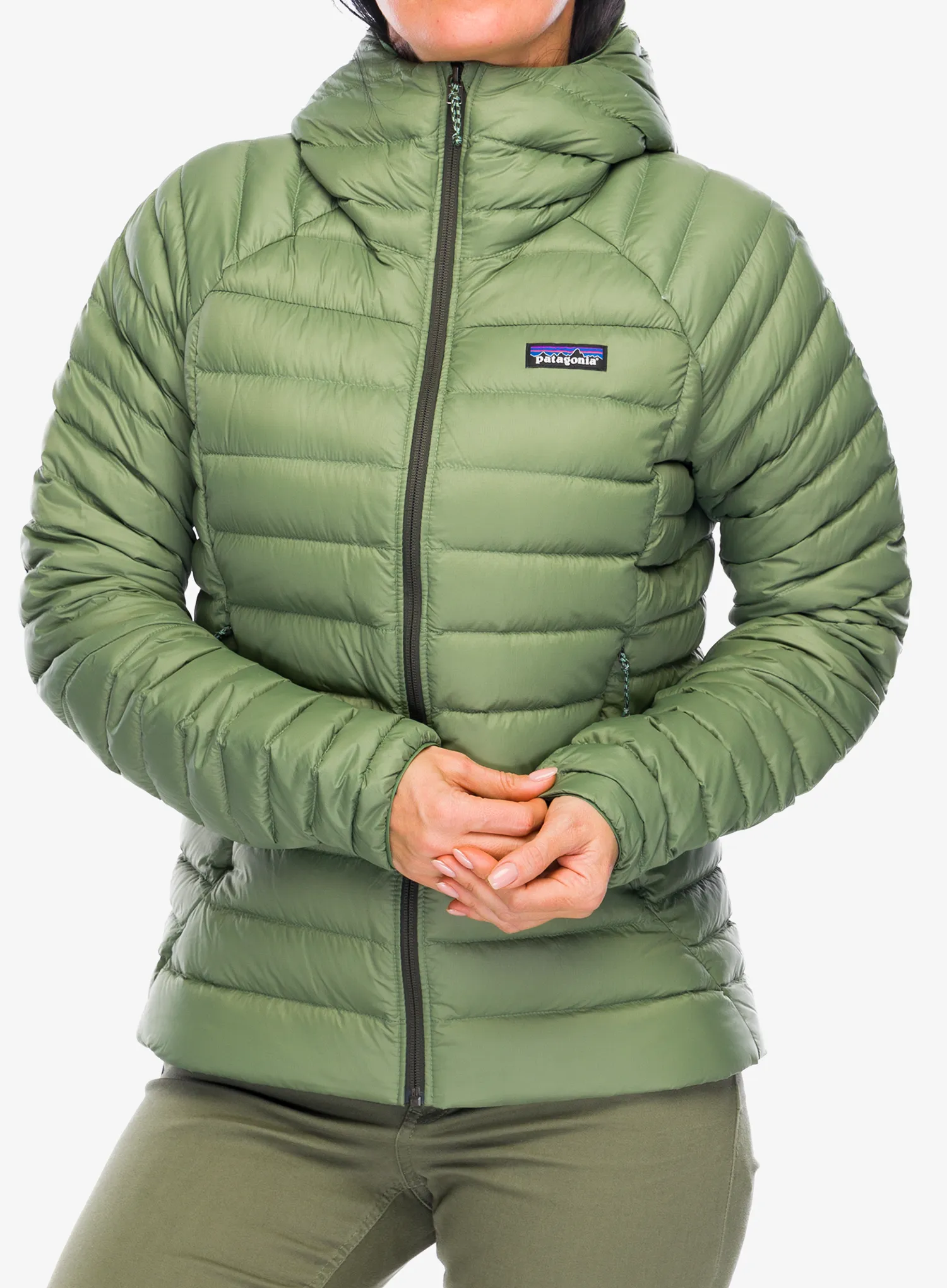 Пуховик жіноча Patagonia Down Sweater Hoody - terrain green