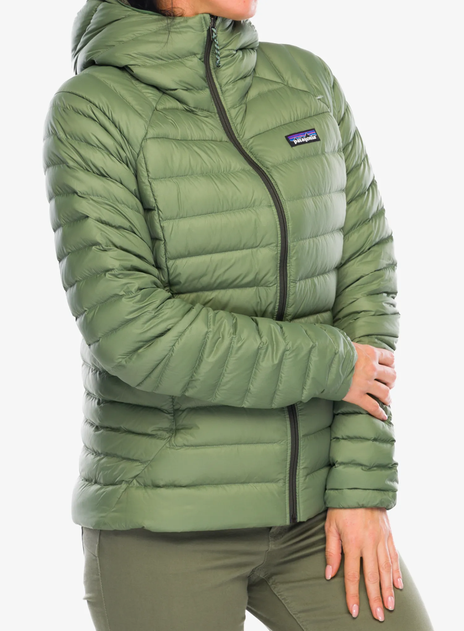 Пуховик жіноча Patagonia Down Sweater Hoody - terrain green