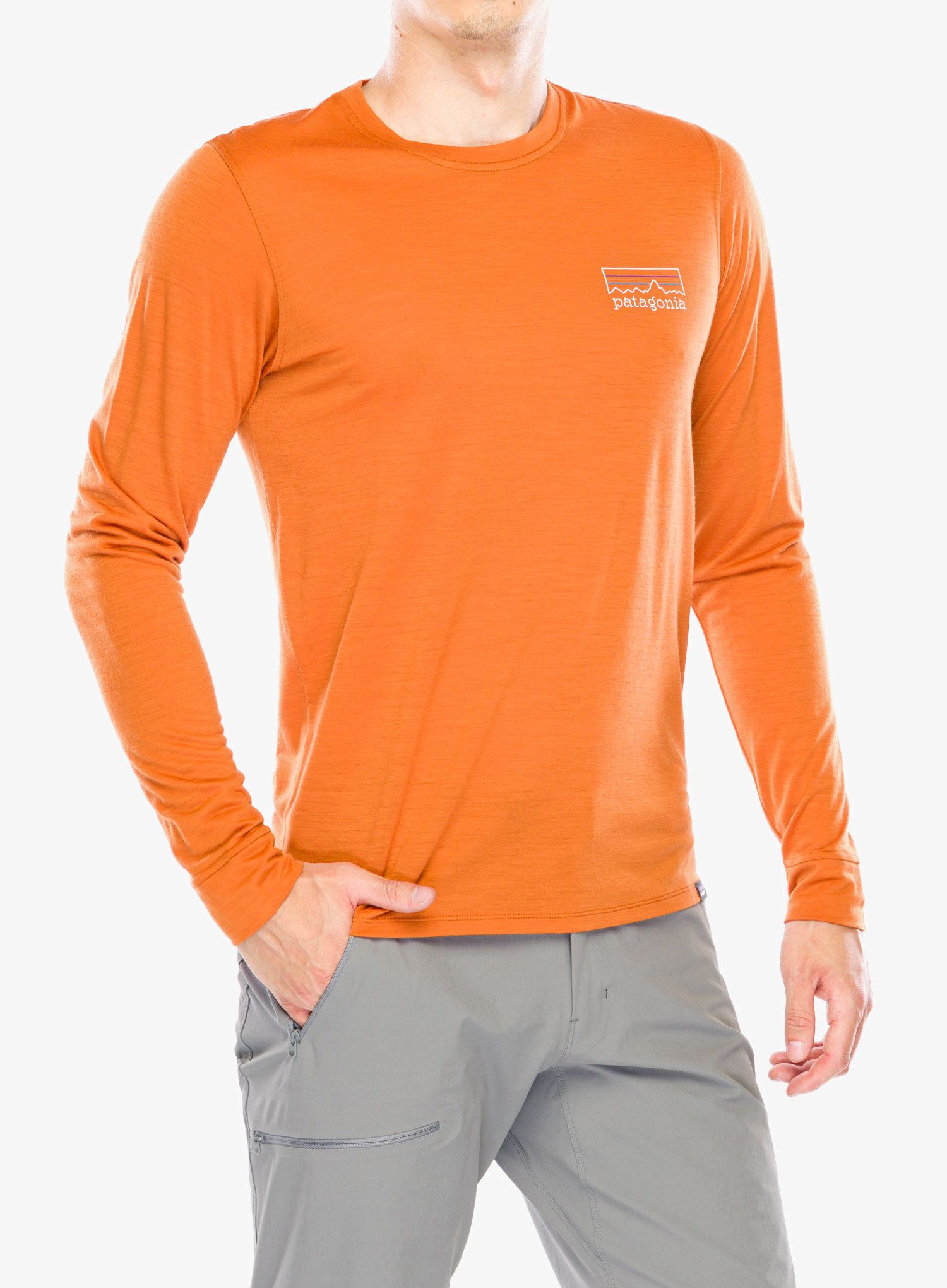 Лонгслів Patagonia L/S Cap Cool Merino Graphic Shirt - fitz roy strata redtail rust