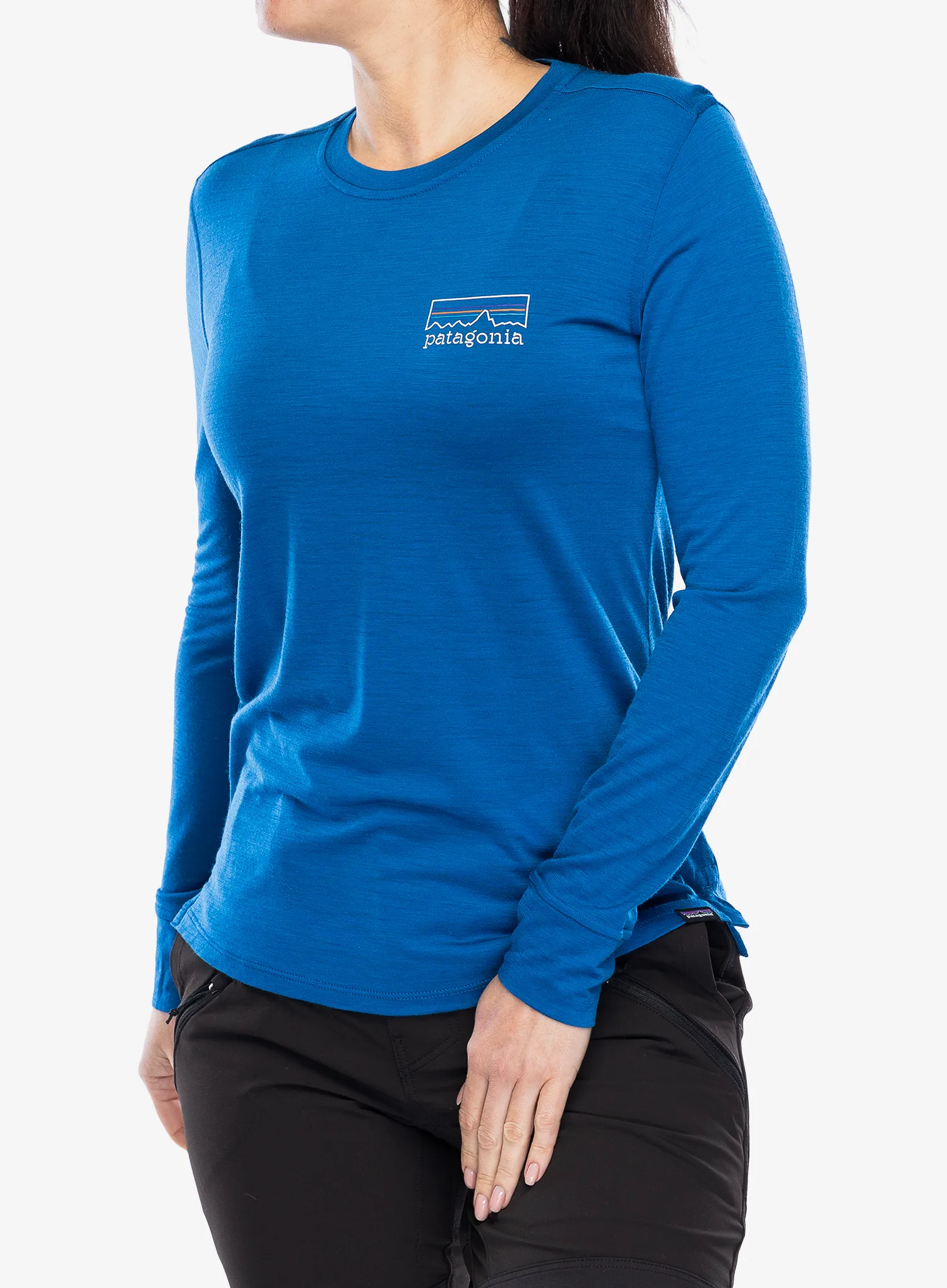 Кофта жіноча Patagonia L/S Cap Cool Merino Graphic - fitz roy strata endless blue