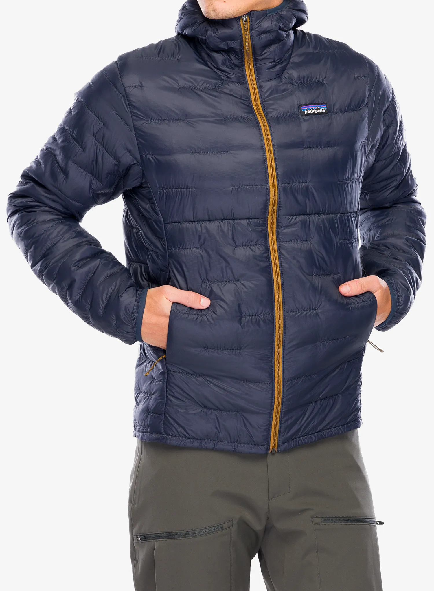 Куртка утеплена Patagonia Micro Puff Hoody - smolder blue/raptor brown blk
