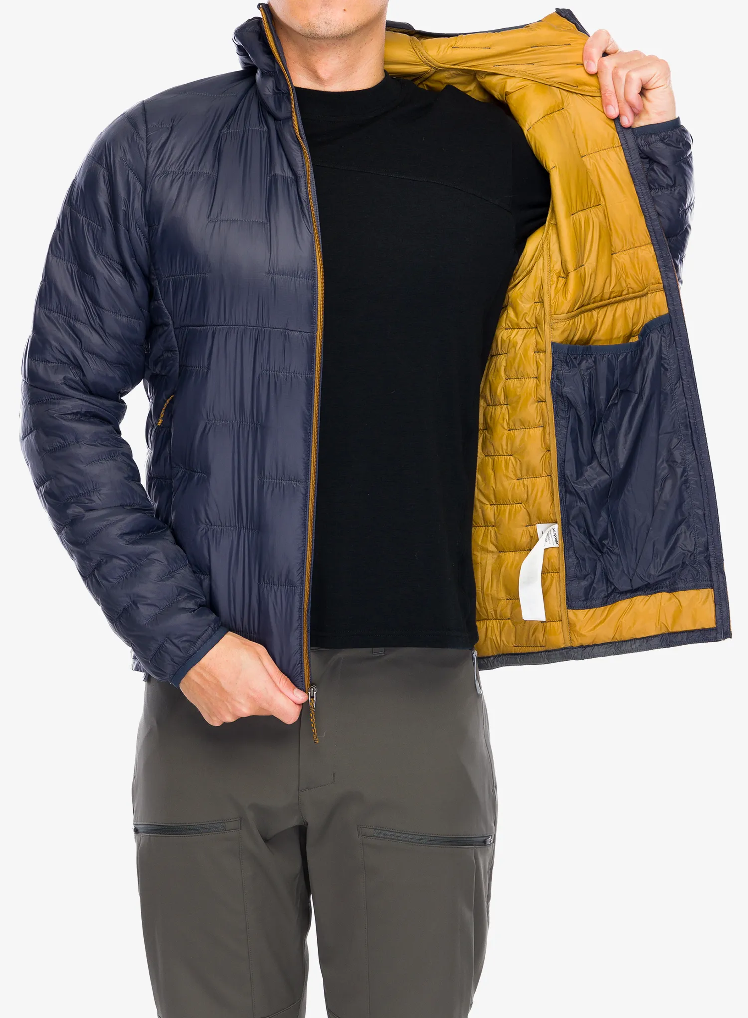 Куртка утеплена Patagonia Micro Puff Hoody - smolder blue/raptor brown blk