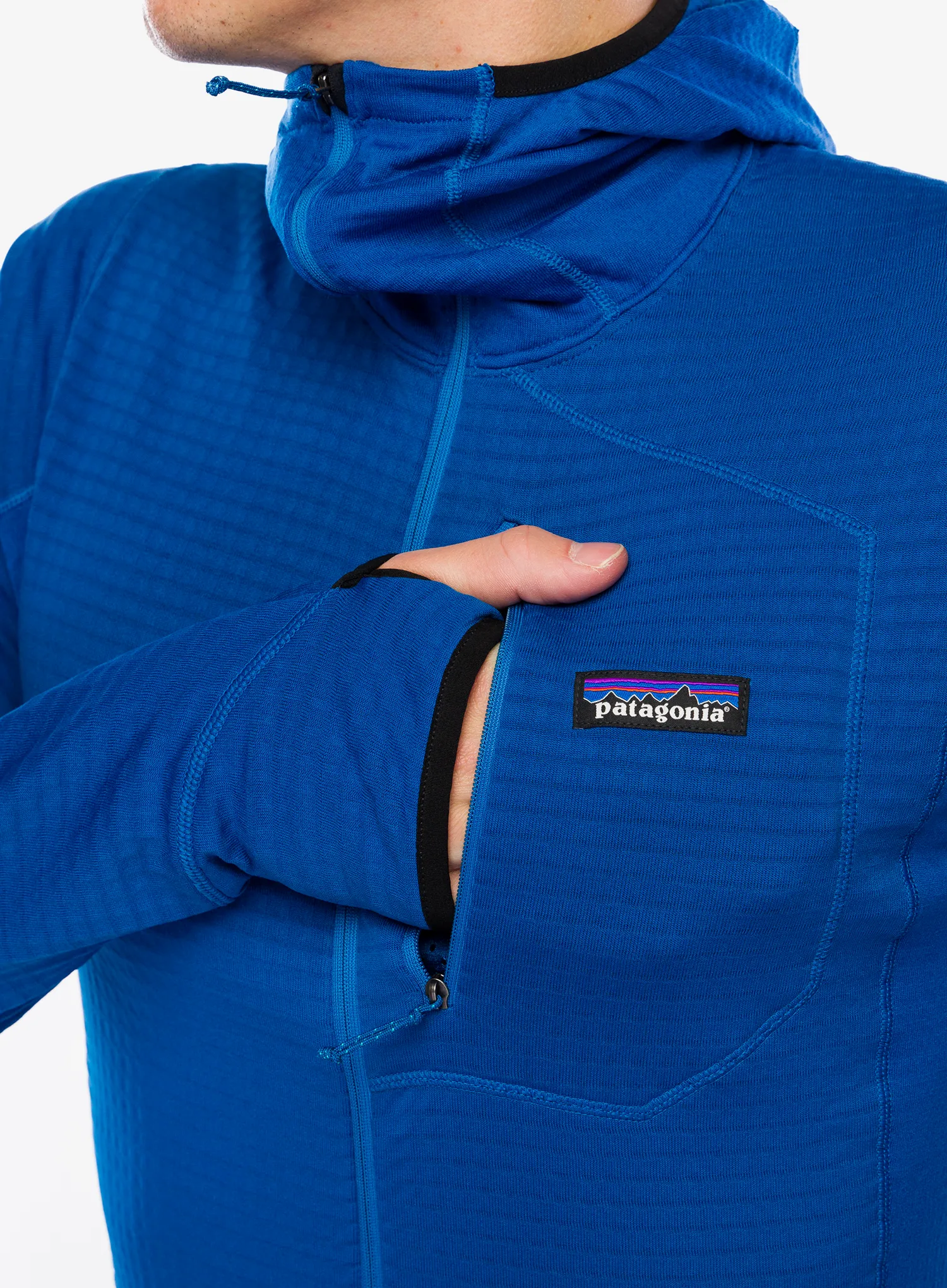 Кофта з каптуром Patagonia R1 Pullover Hoody - endles blue