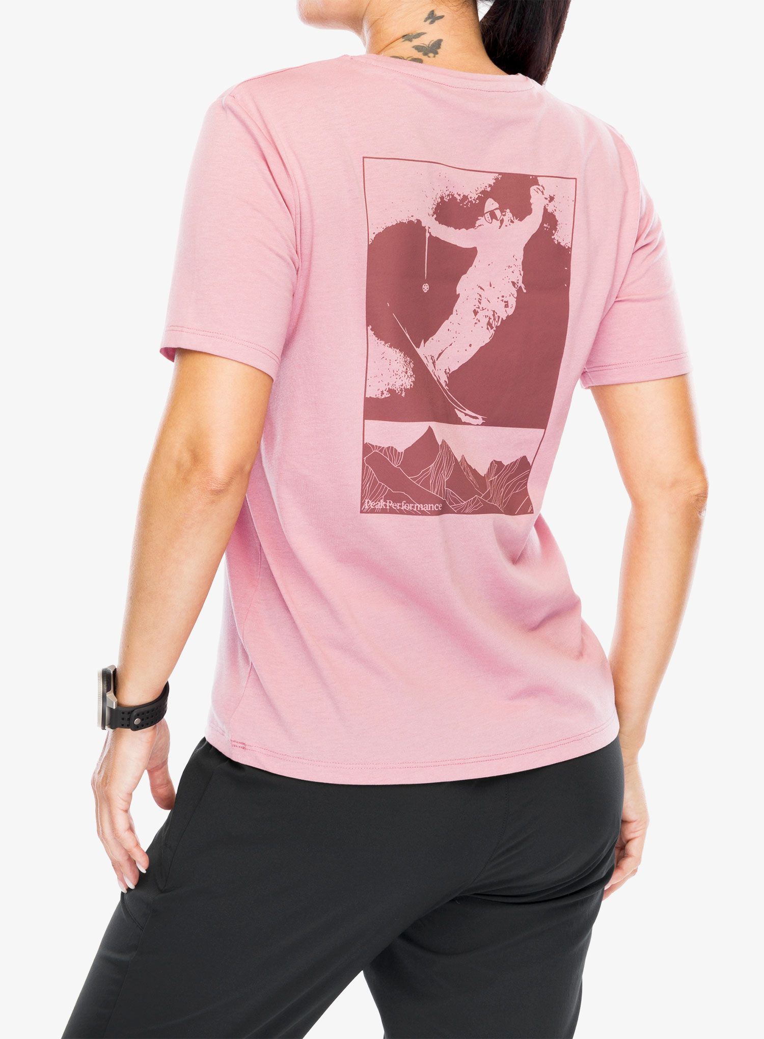 Футболка з принтом жіноча Peak Performance Explore Graphic Tee - bitter root