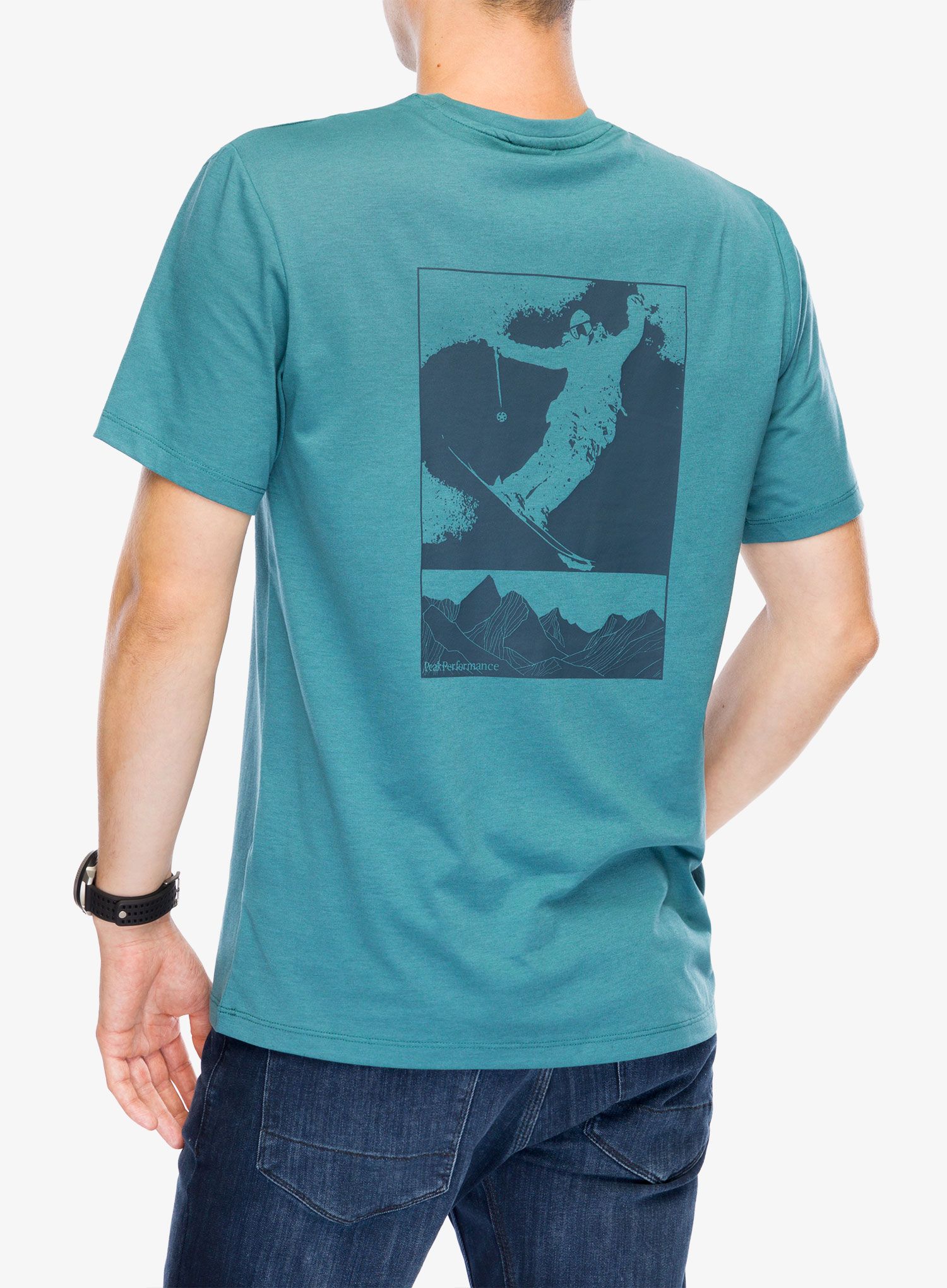 Футболка з принтом Peak Performance Explore Graphic Tee - hydro fresh