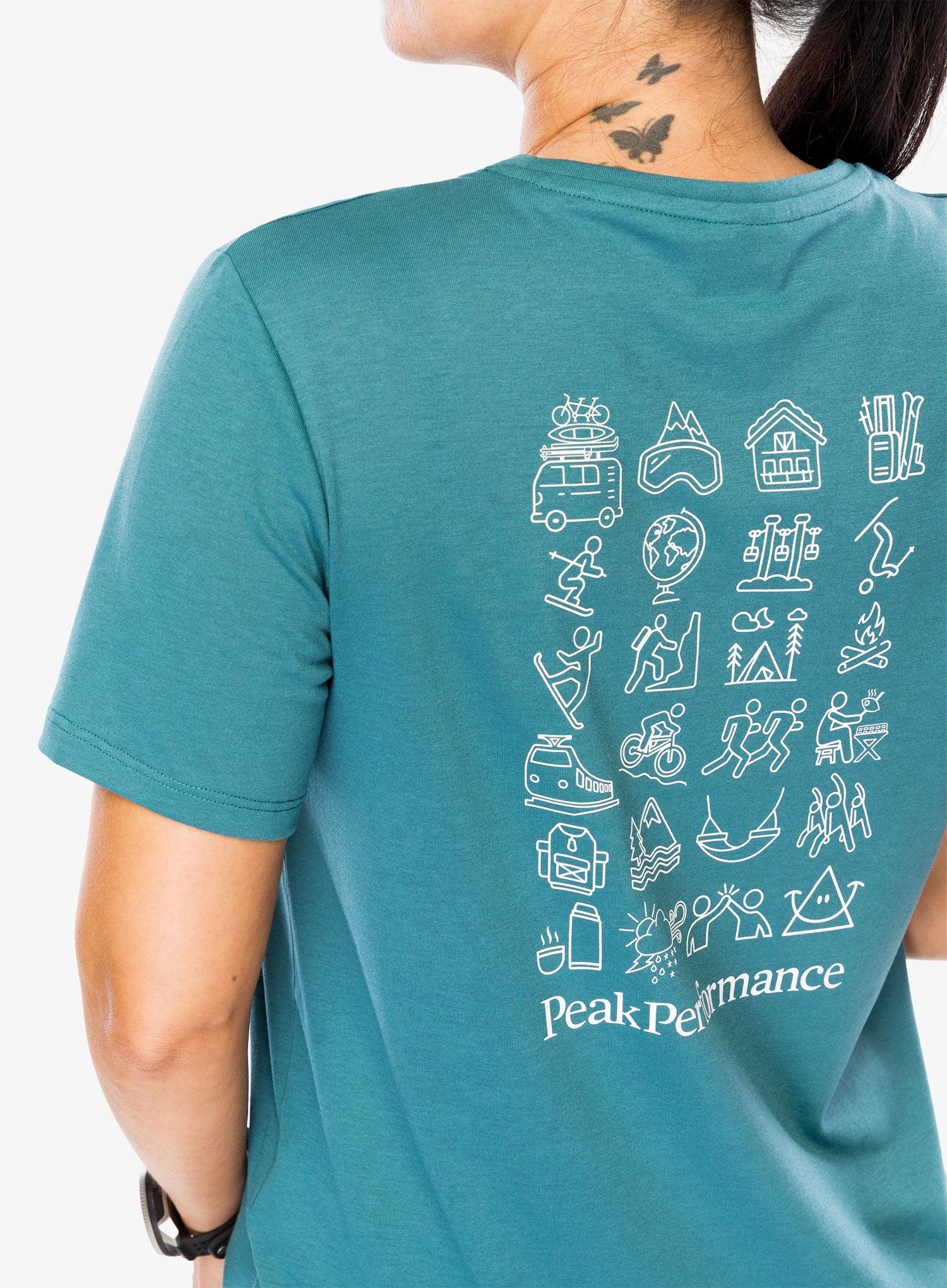 Швидковисихаюча футболка жіночий Peak Performance Explore Graphic Tee - hydro fresh
