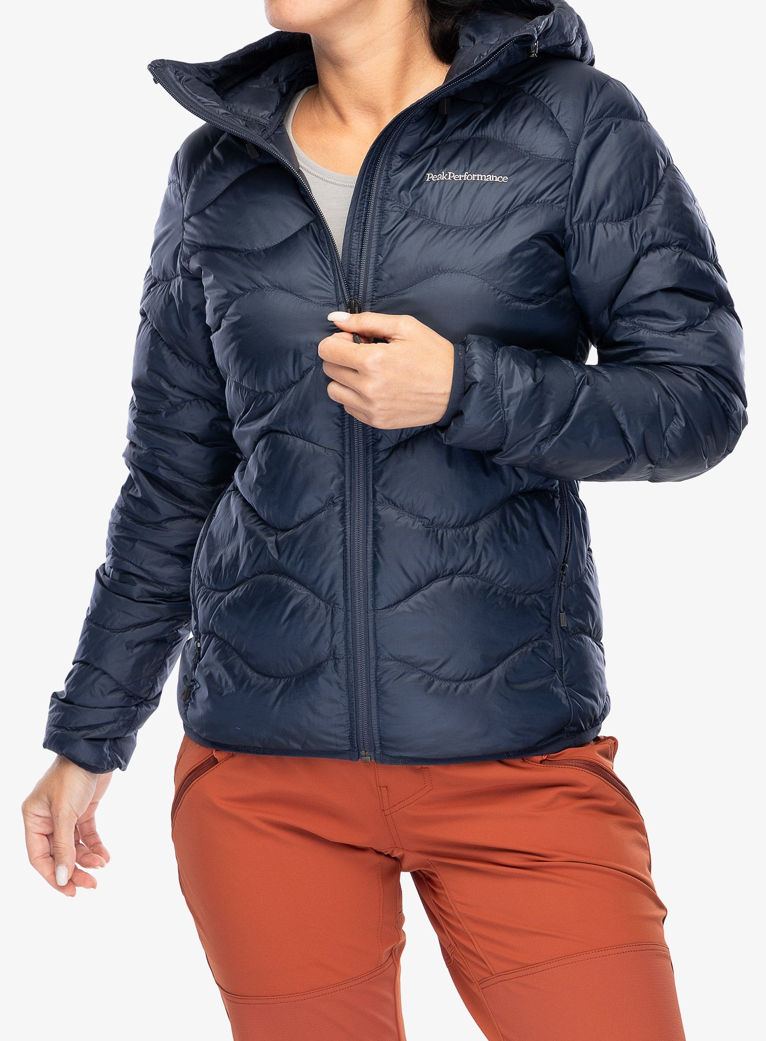 Пуховик жіноча Peak Performance Helium Down Hood Jacket - blue shadow/shadow