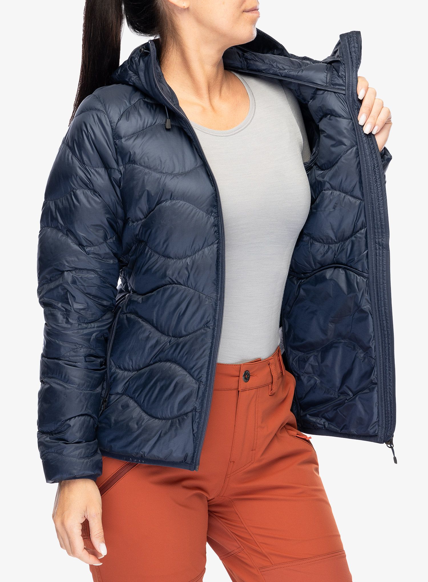 Пуховик жіноча Peak Performance Helium Down Hood Jacket - blue shadow/shadow