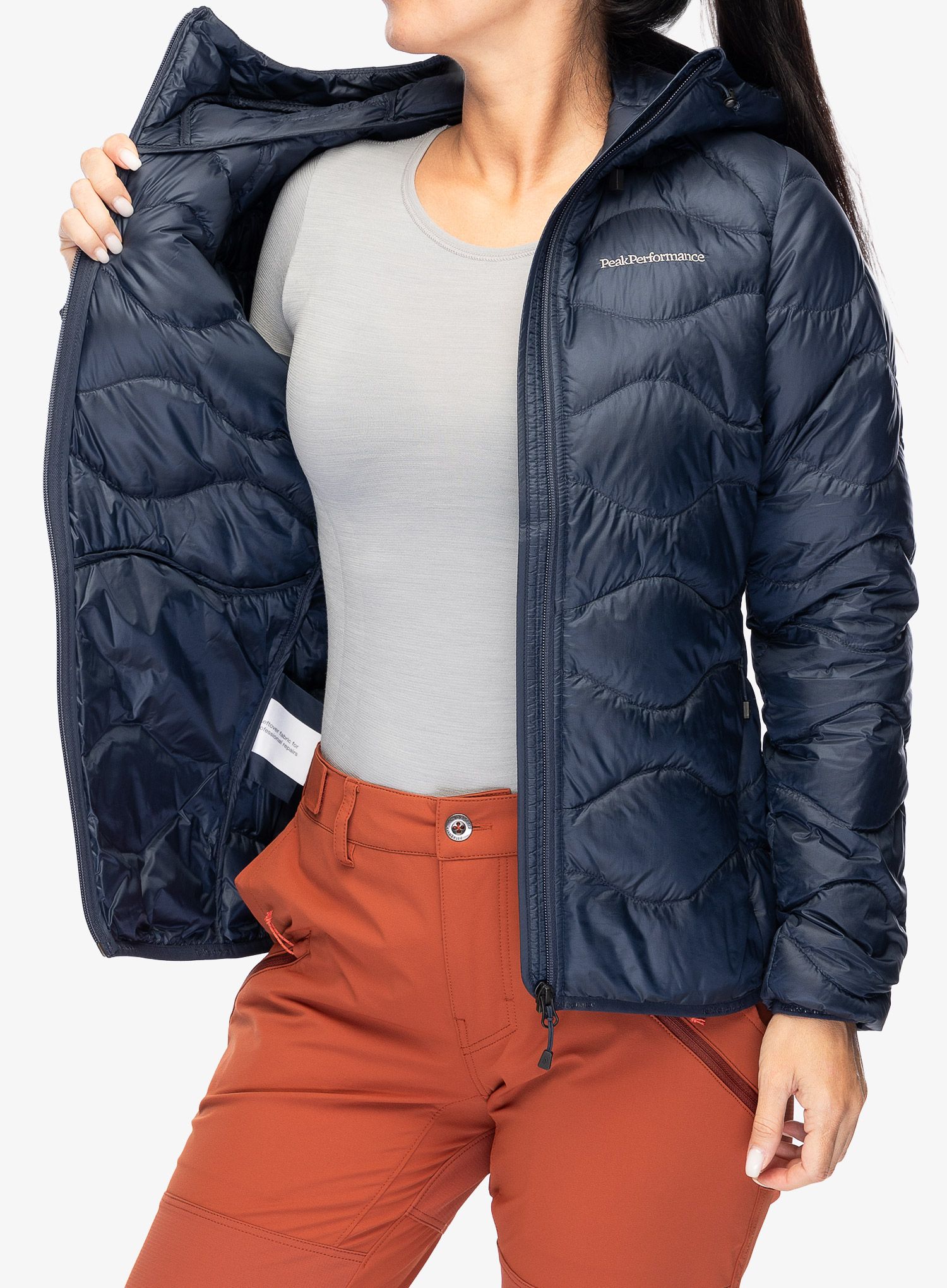 Пуховик жіноча Peak Performance Helium Down Hood Jacket - blue shadow/shadow