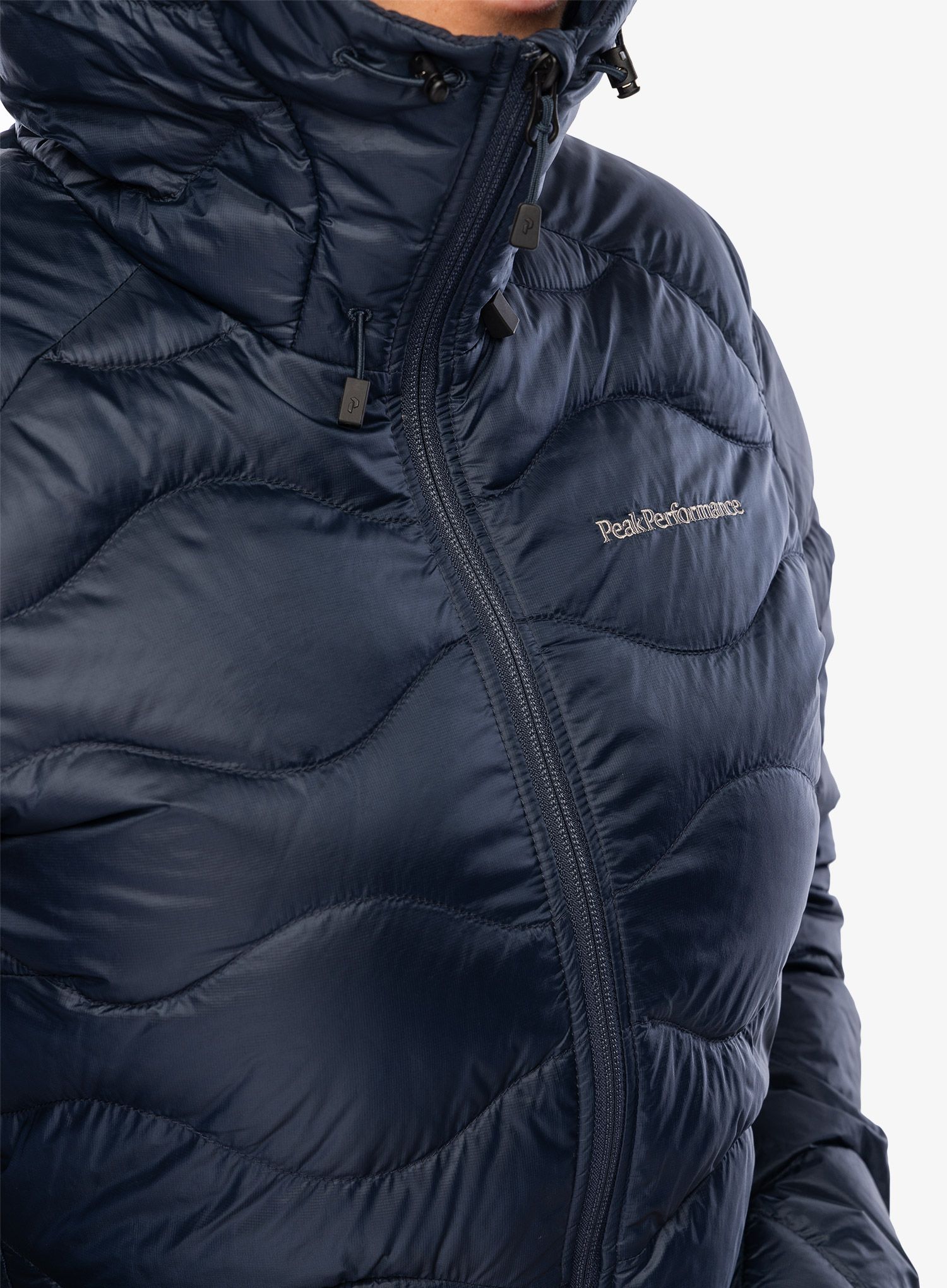 Пуховик жіноча Peak Performance Helium Down Hood Jacket - blue shadow/shadow