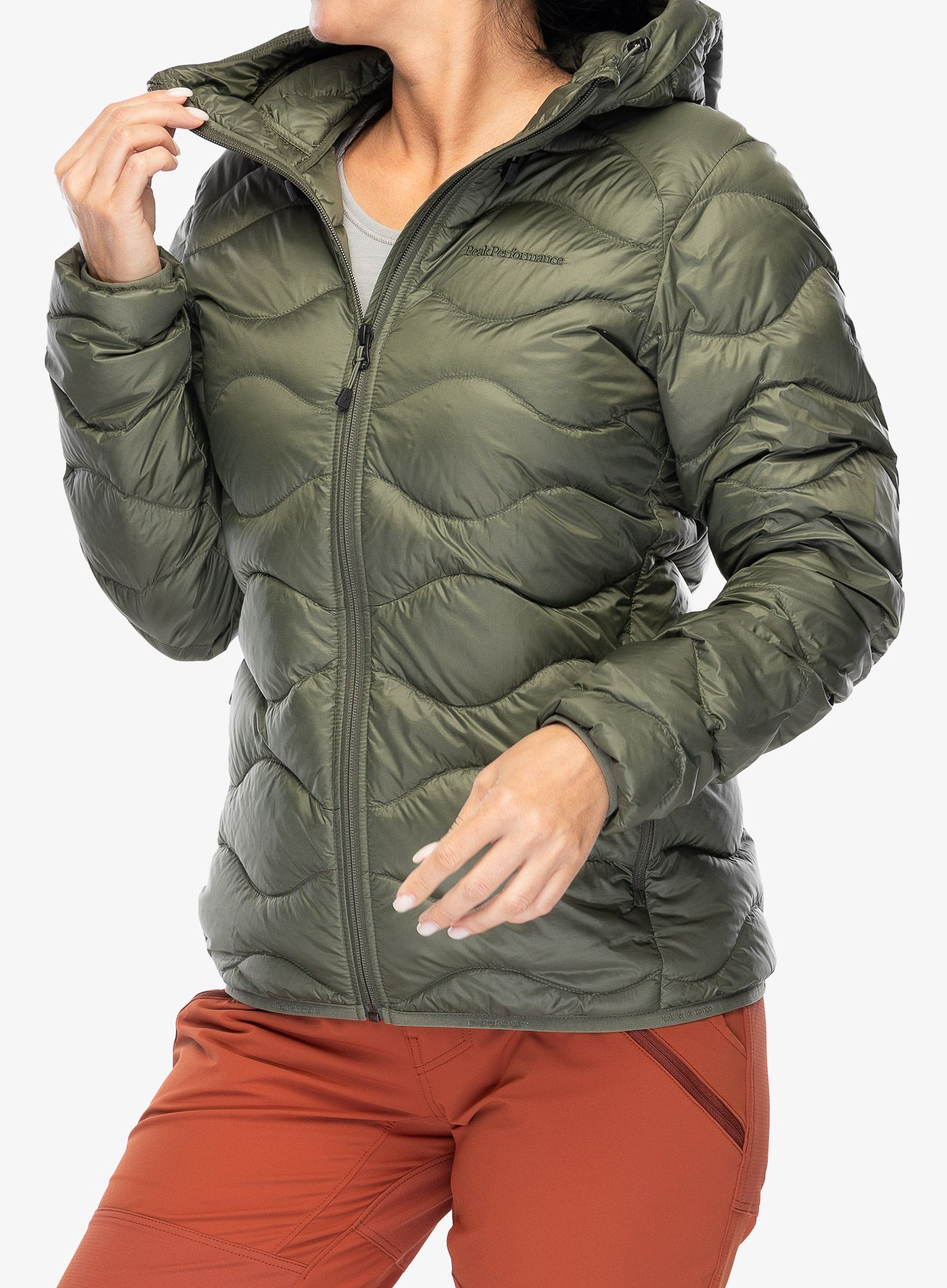 Пуховик жіноча Peak Performance Helium Down Hood Jacket - pine needle