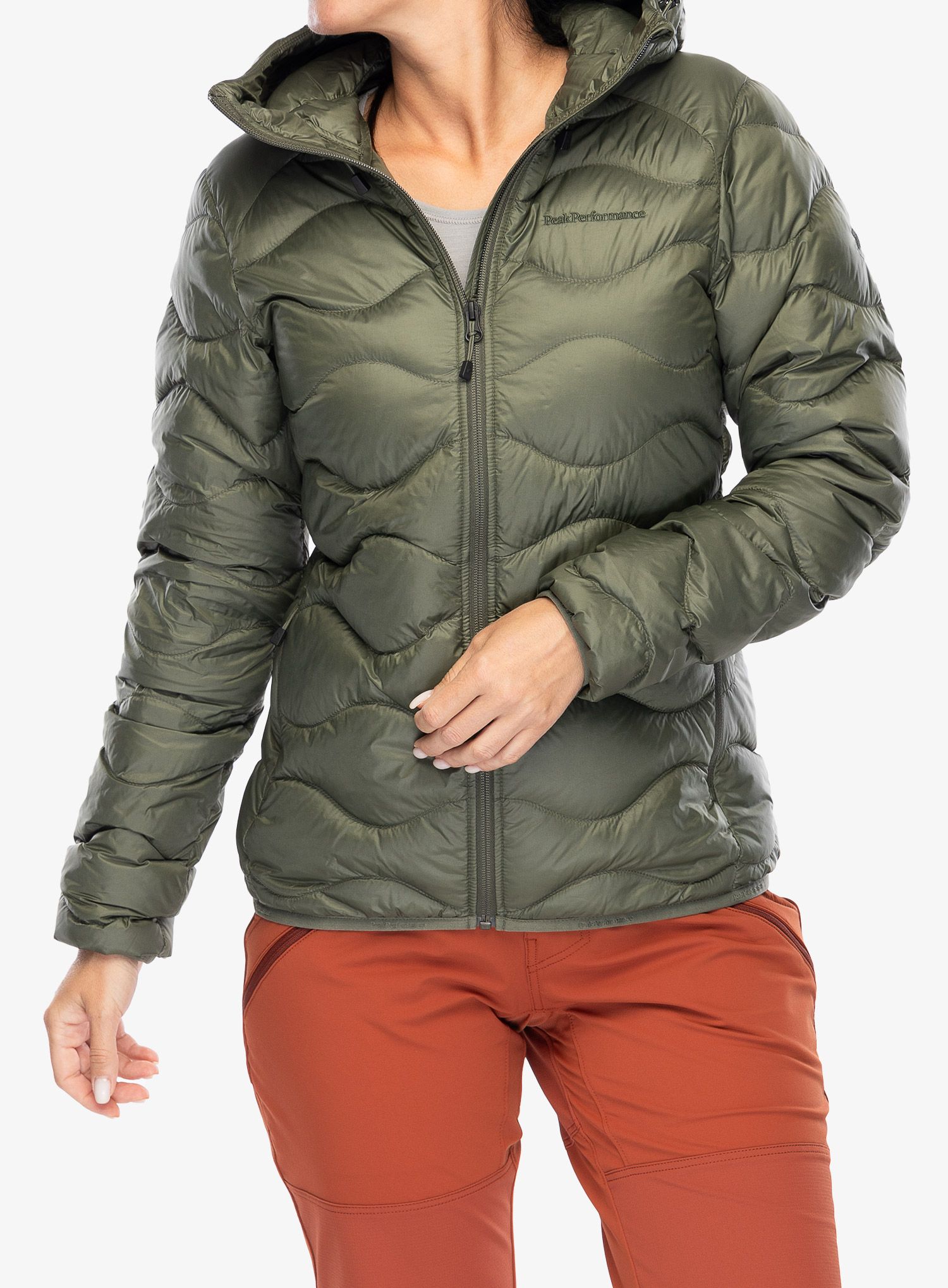 Пуховик жіноча Peak Performance Helium Down Hood Jacket - pine needle